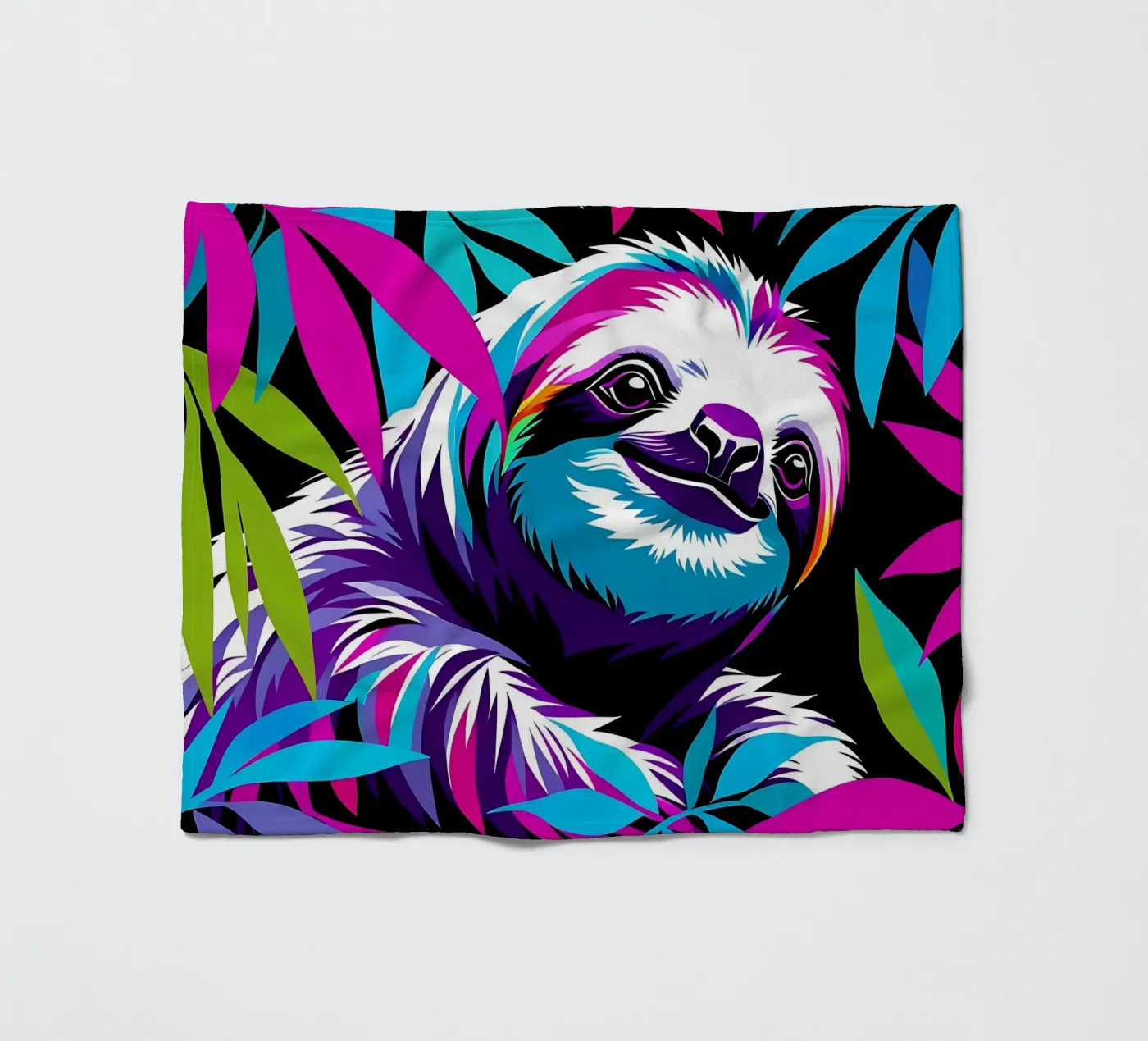 Sloth_Style_E_1 fleece blanket by Tierisch bunt by LK