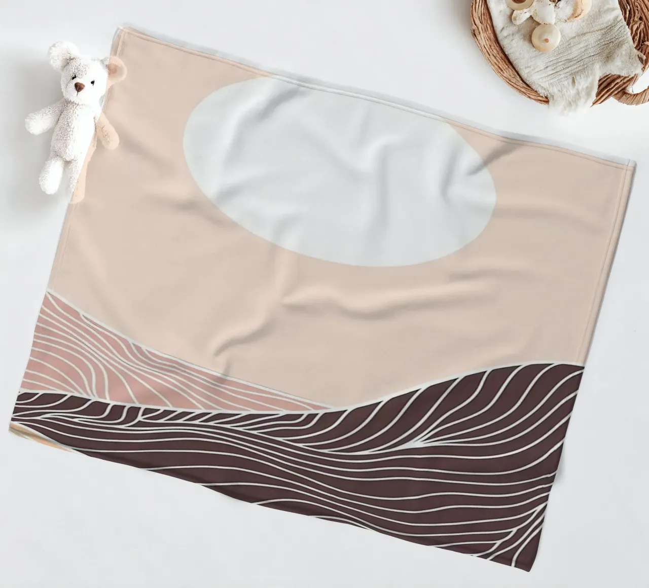 Abstract Mountain line art fleece blanket by James M Coyle