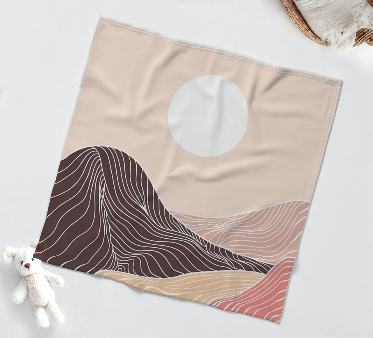 Abstract Mountain line art fleece blanket by James M Coyle