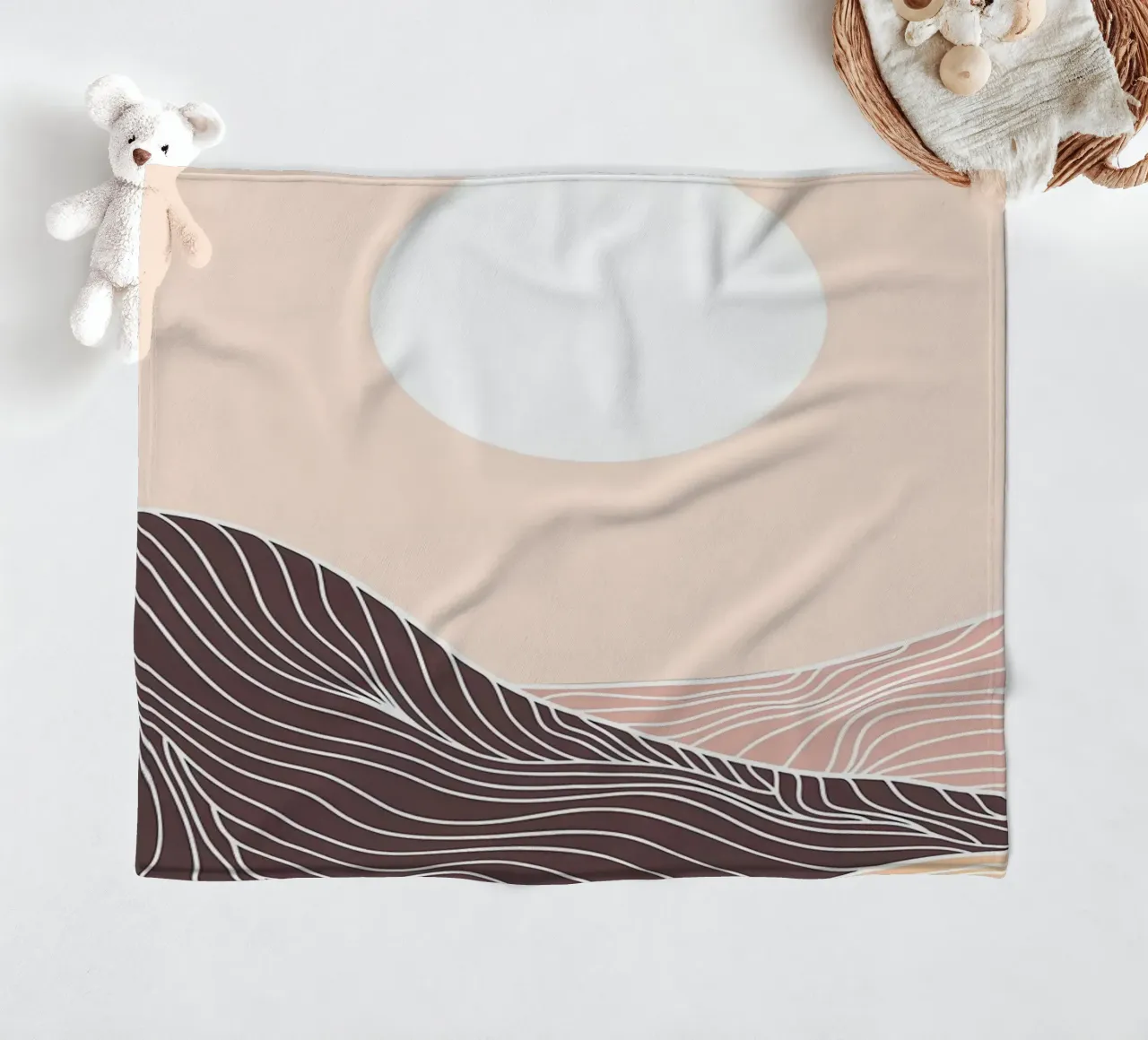 Abstract Mountain line art fleece blanket by James M Coyle