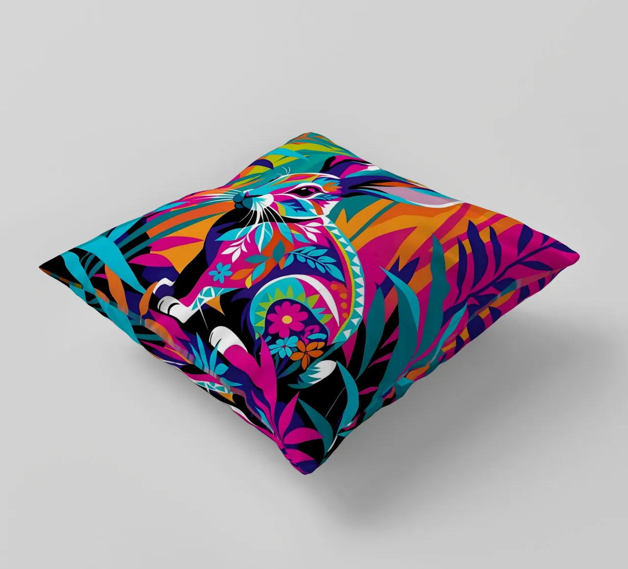 Lepre_Stile_E_1 cuscino da Tierisch bunt by LK