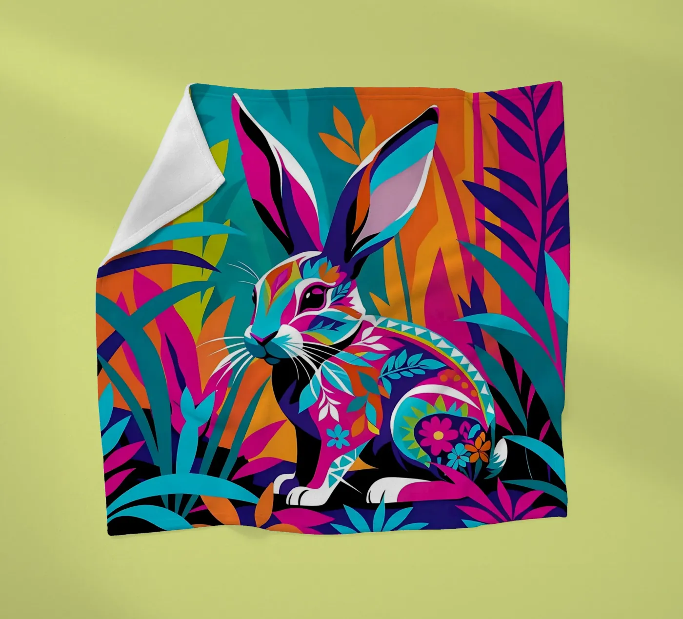Hare_Style_E_1 fleecedeken van Tierisch bunt by LK