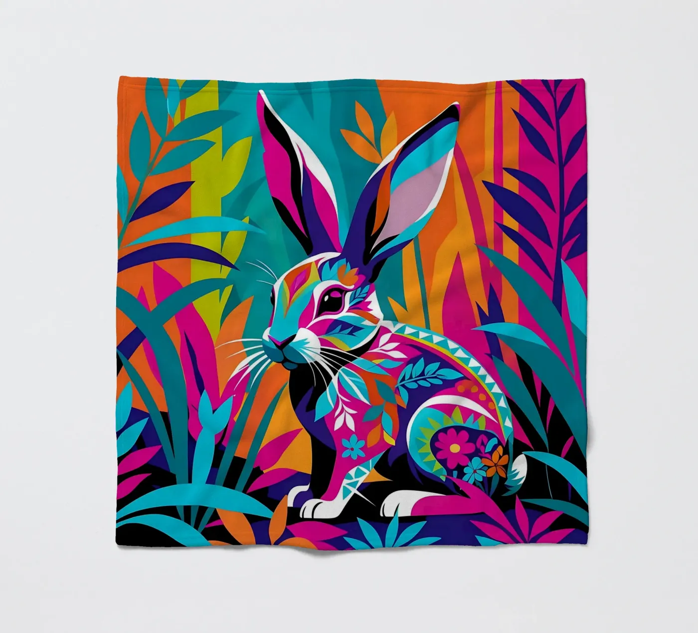 Hare_Style_E_1 fleecedeken van Tierisch bunt by LK