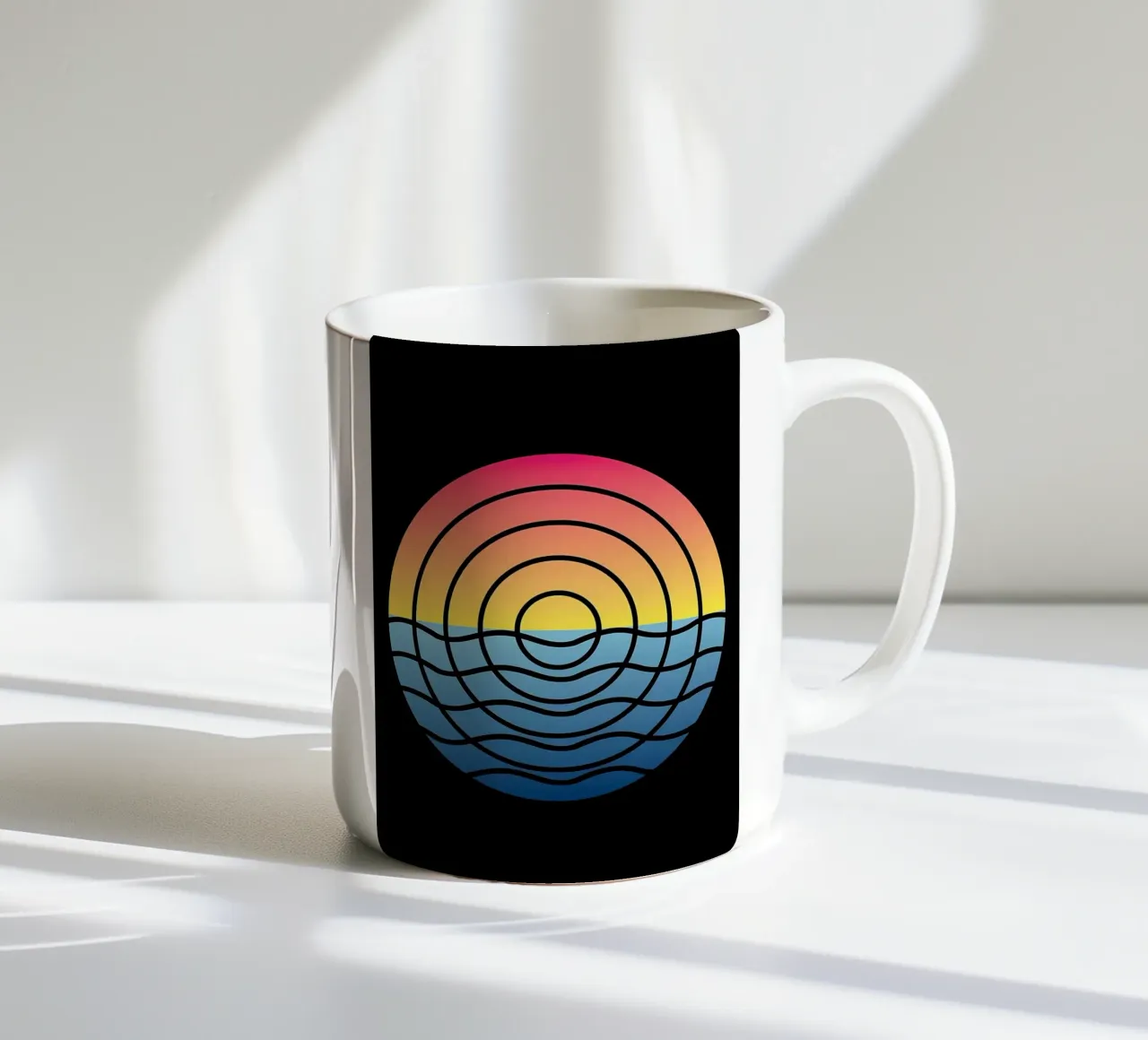 Waves Sunset ceramic mug by James M Coyle