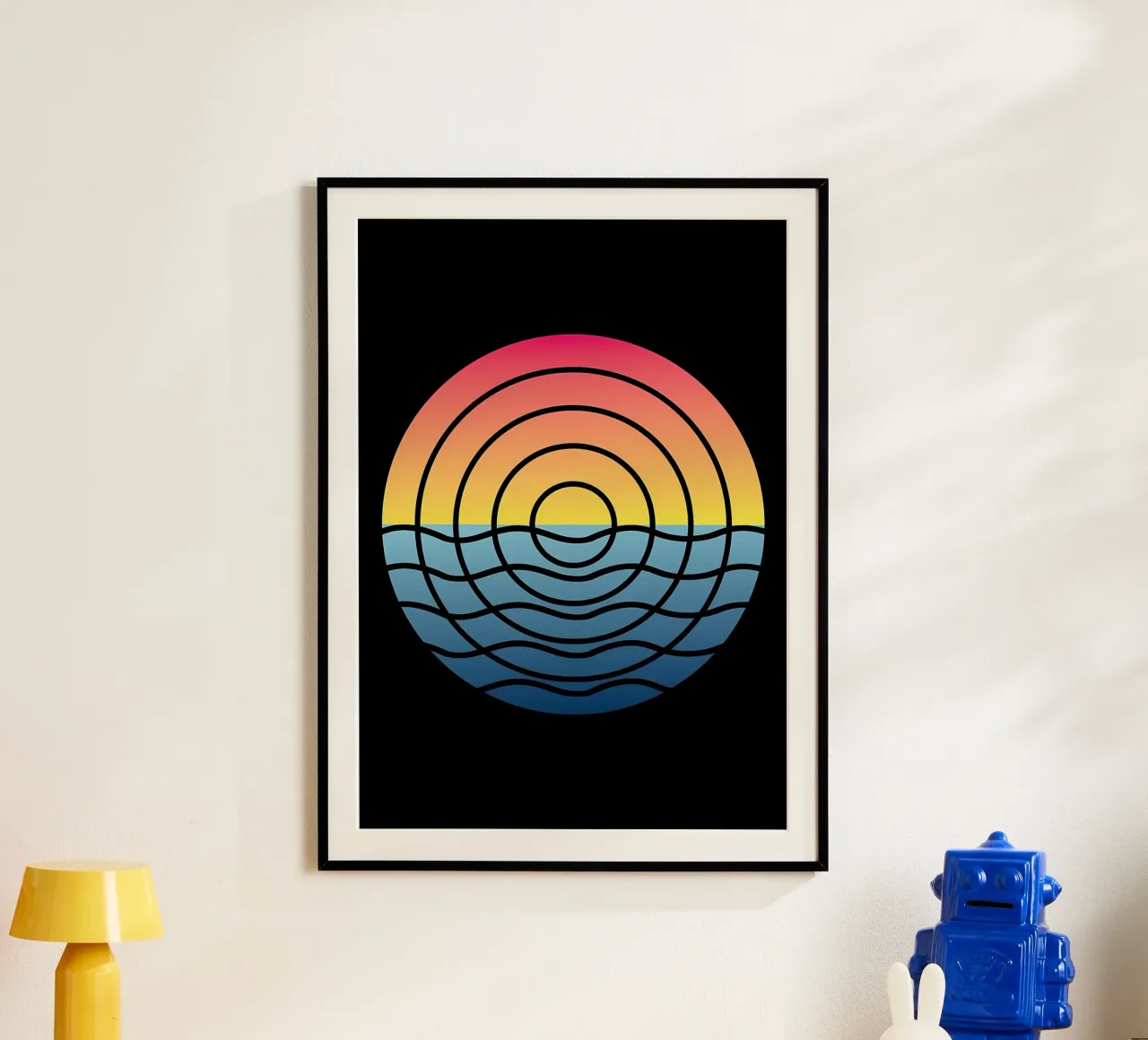 Olas Atardecer poster con marco de aluminio de James M Coyle