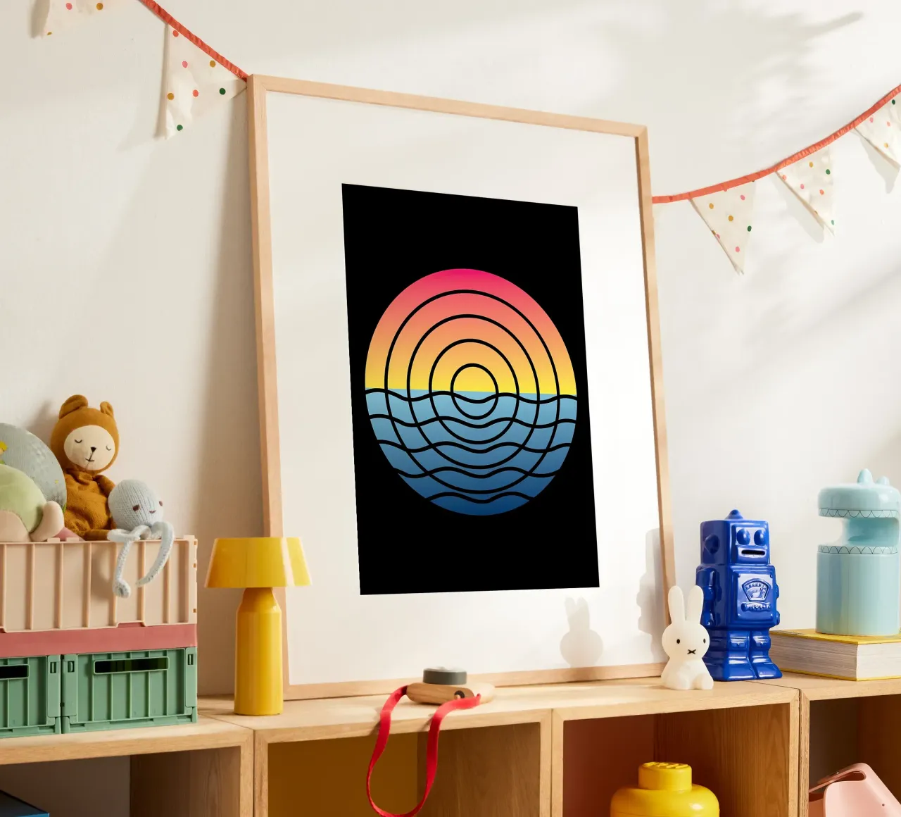 Olas Atardecer poster con marco de aluminio de James M Coyle