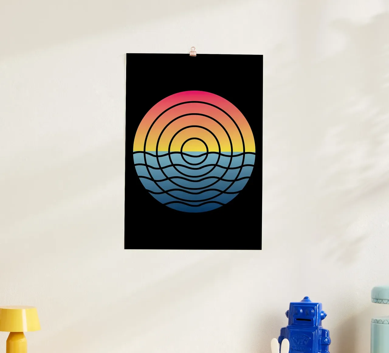 Olas Atardecer poster con marco de aluminio de James M Coyle
