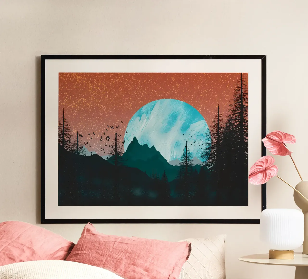 LA MONTAGNE ET LE CLAIR DE LUNE poster de Albert S Jacob