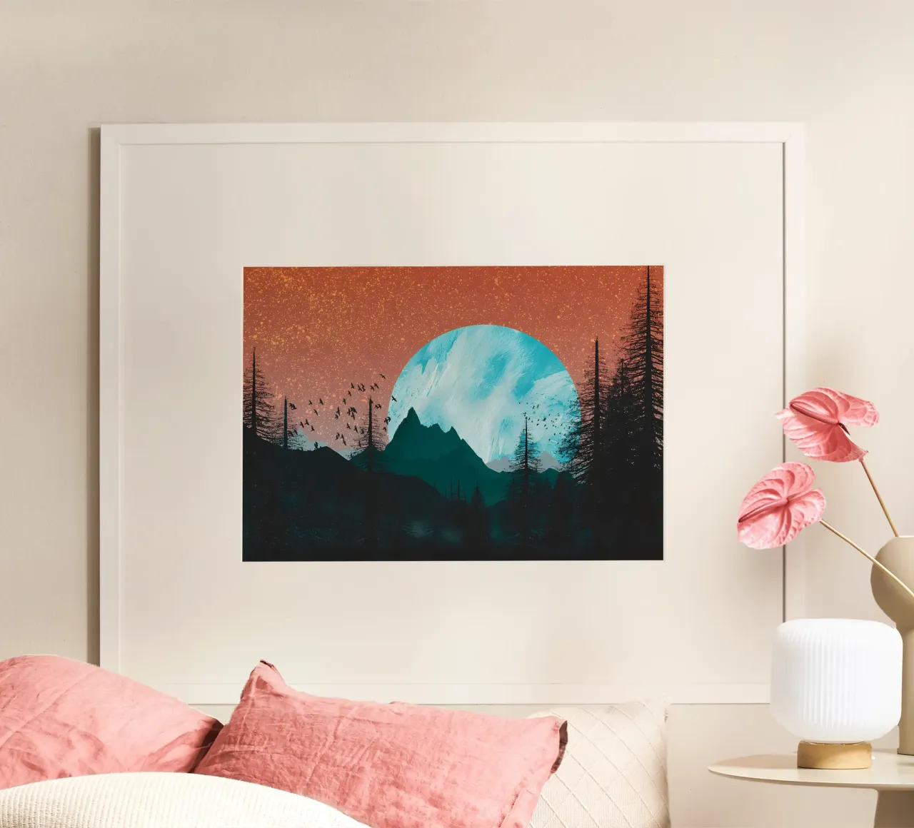 LA MONTAGNE ET LE CLAIR DE LUNE poster de Albert S Jacob