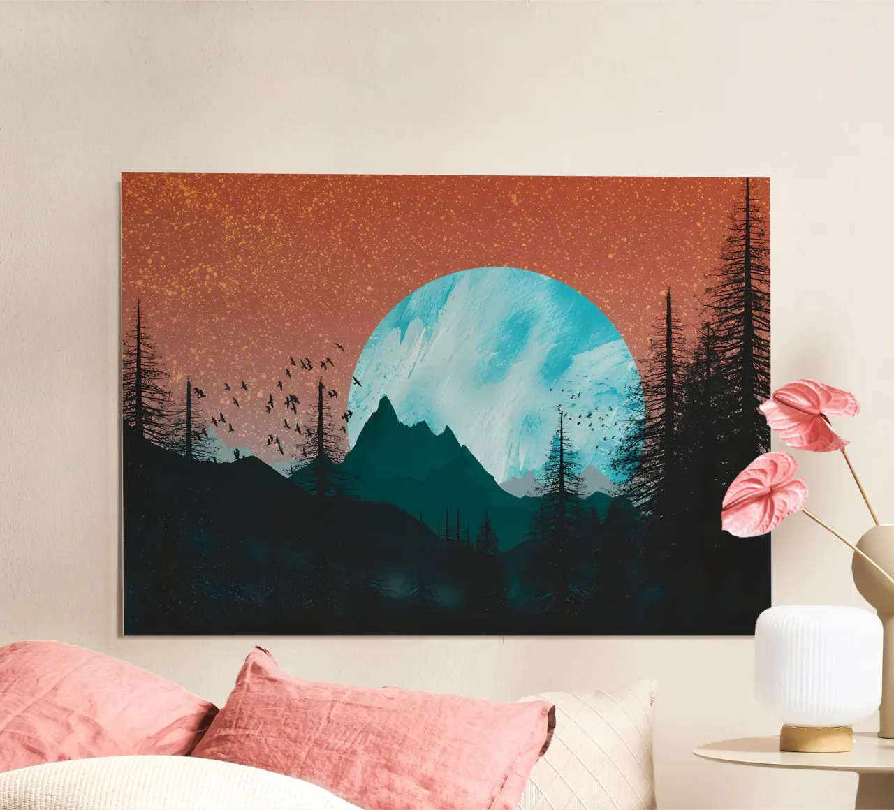 LA MONTAGNE ET LE CLAIR DE LUNE poster de Albert S Jacob