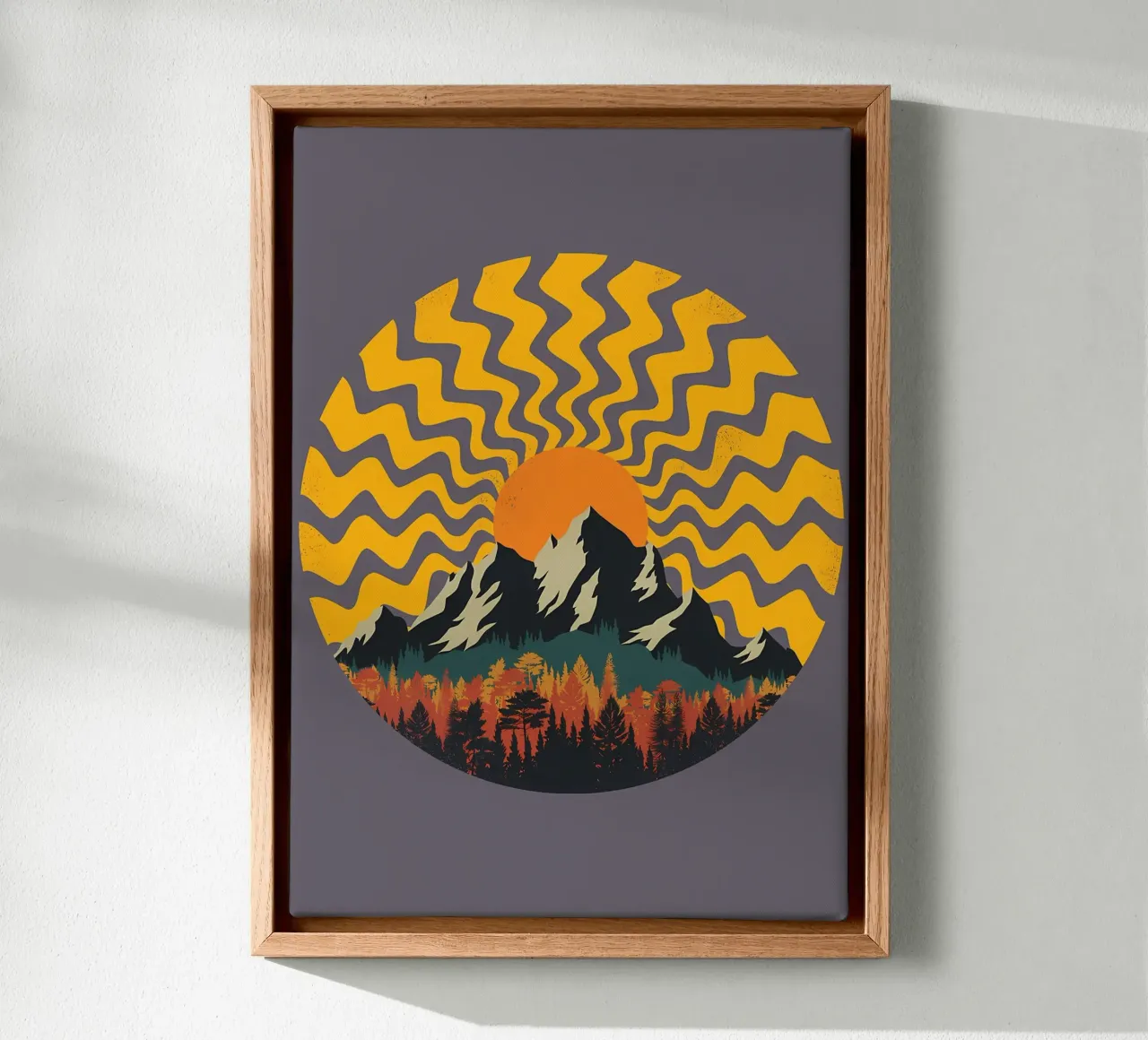 A Mountain Geometry canvas with Floater frame by James M Coyle