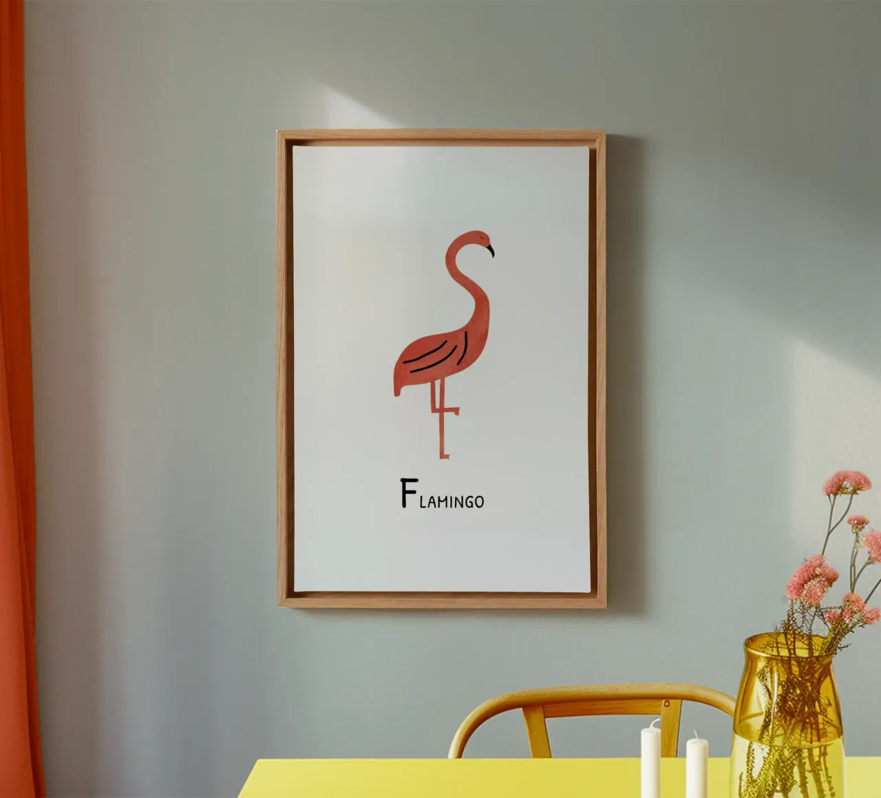 Flamingo tela con Cornice a cassetta da Little Flourishes