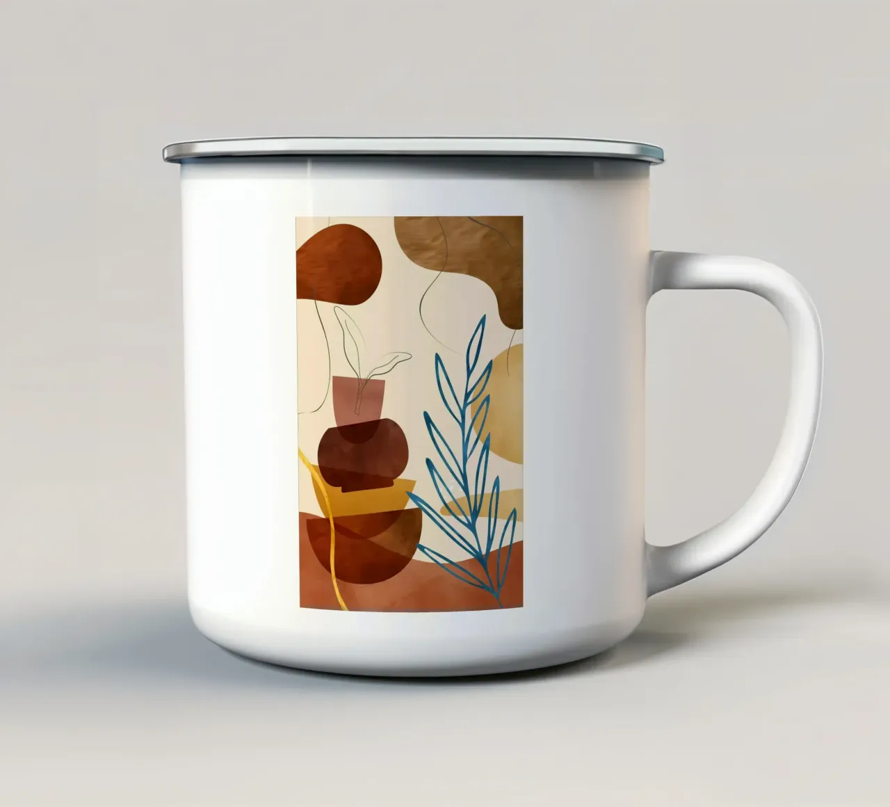 ORGANIC ABSTRACT 05A enamel mug by Rebecca Clark Wyrick
