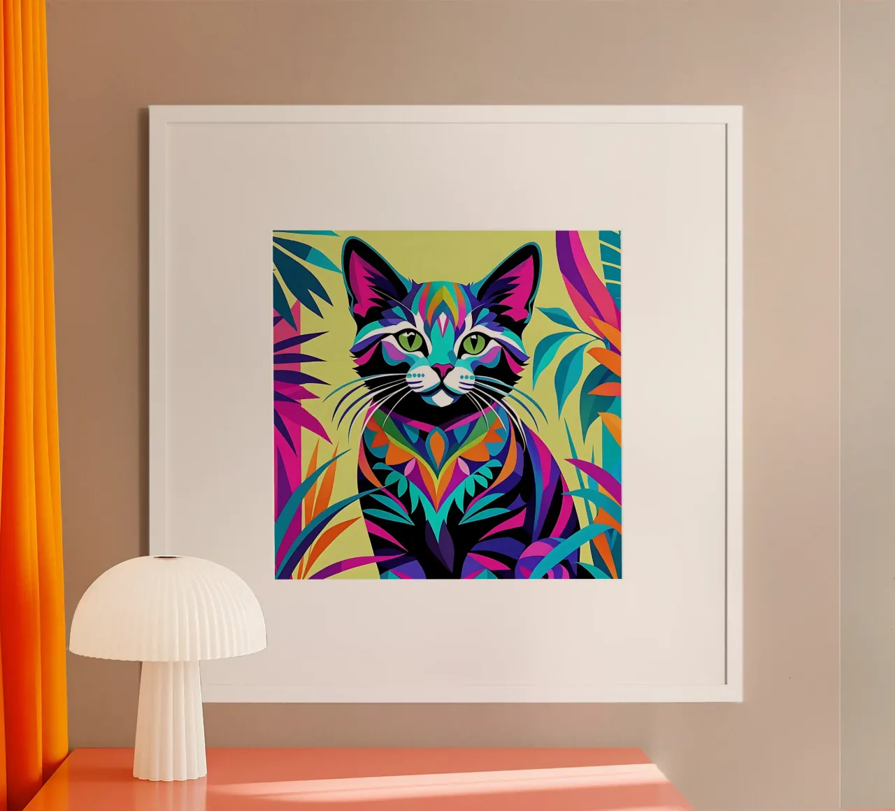 Stile_gatto_E_2 poster con telaio in alluminio da Tierisch bunt by LK