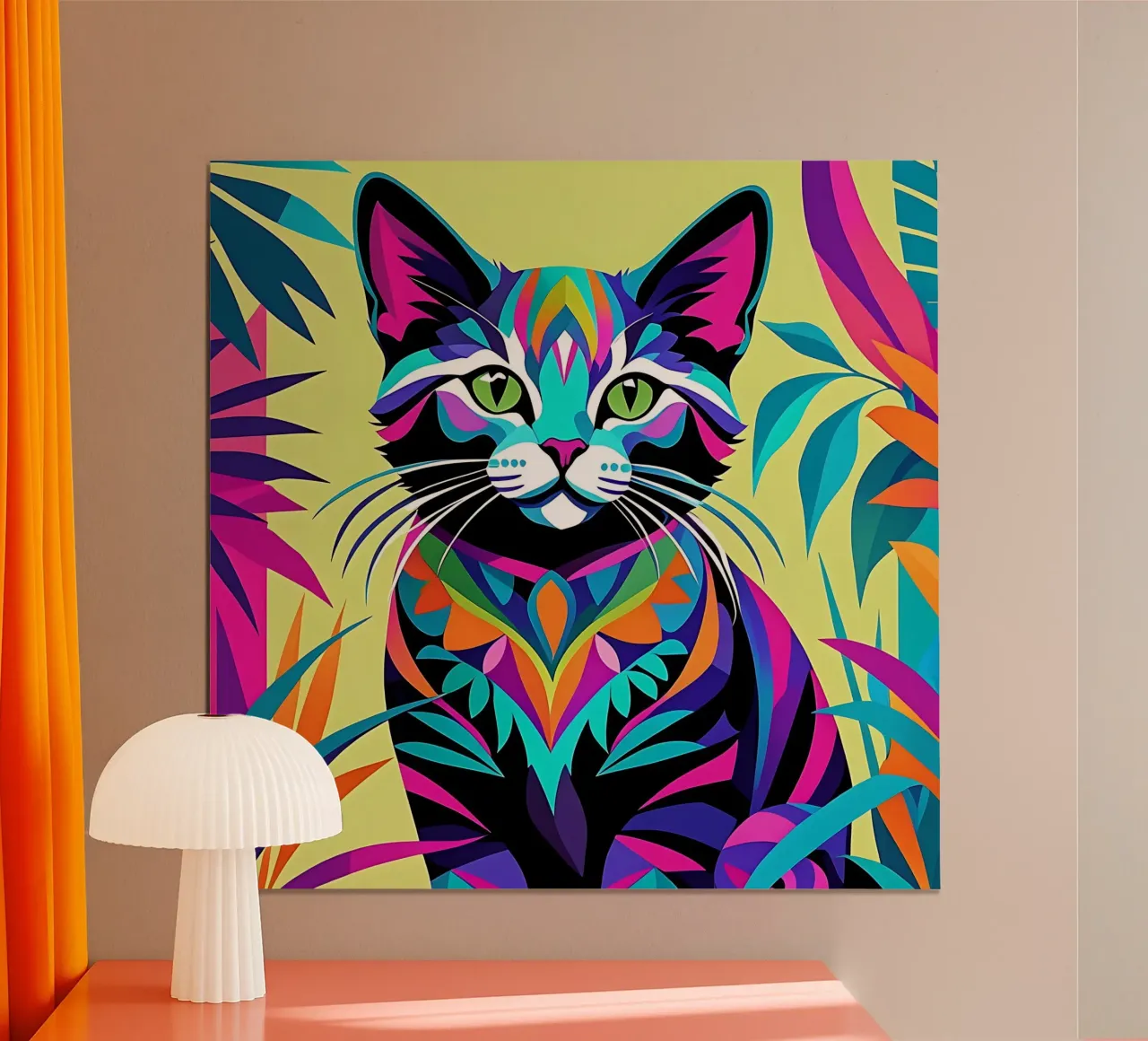 Stile_gatto_E_2 poster con telaio in alluminio da Tierisch bunt by LK