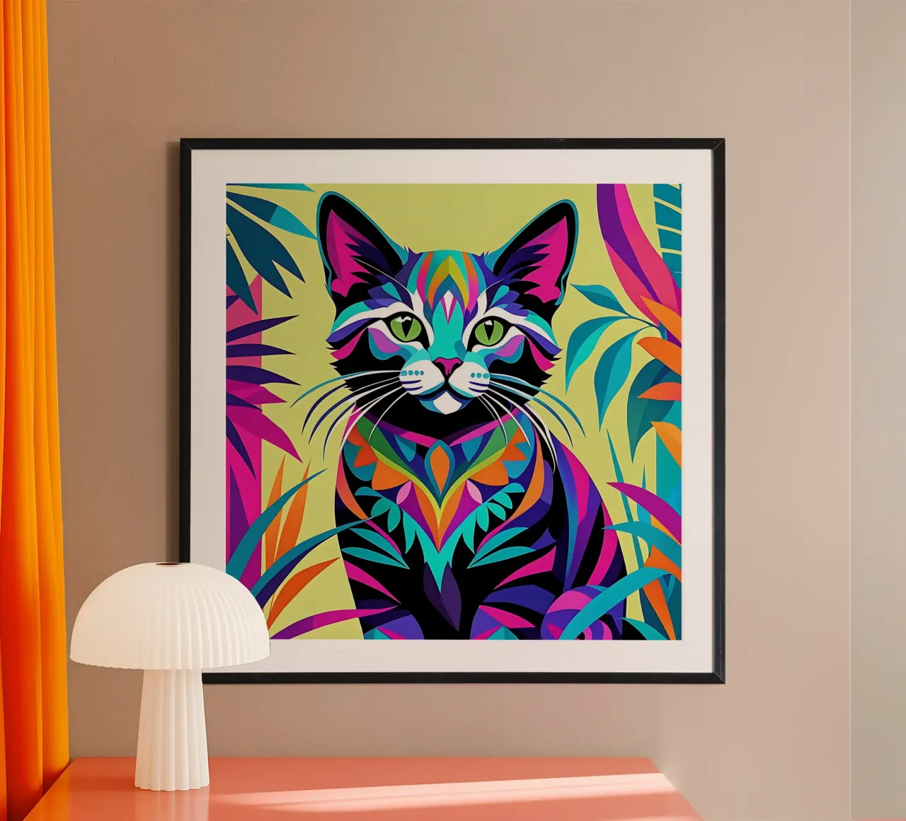 Stile_gatto_E_2 poster con telaio in alluminio da Tierisch bunt by LK