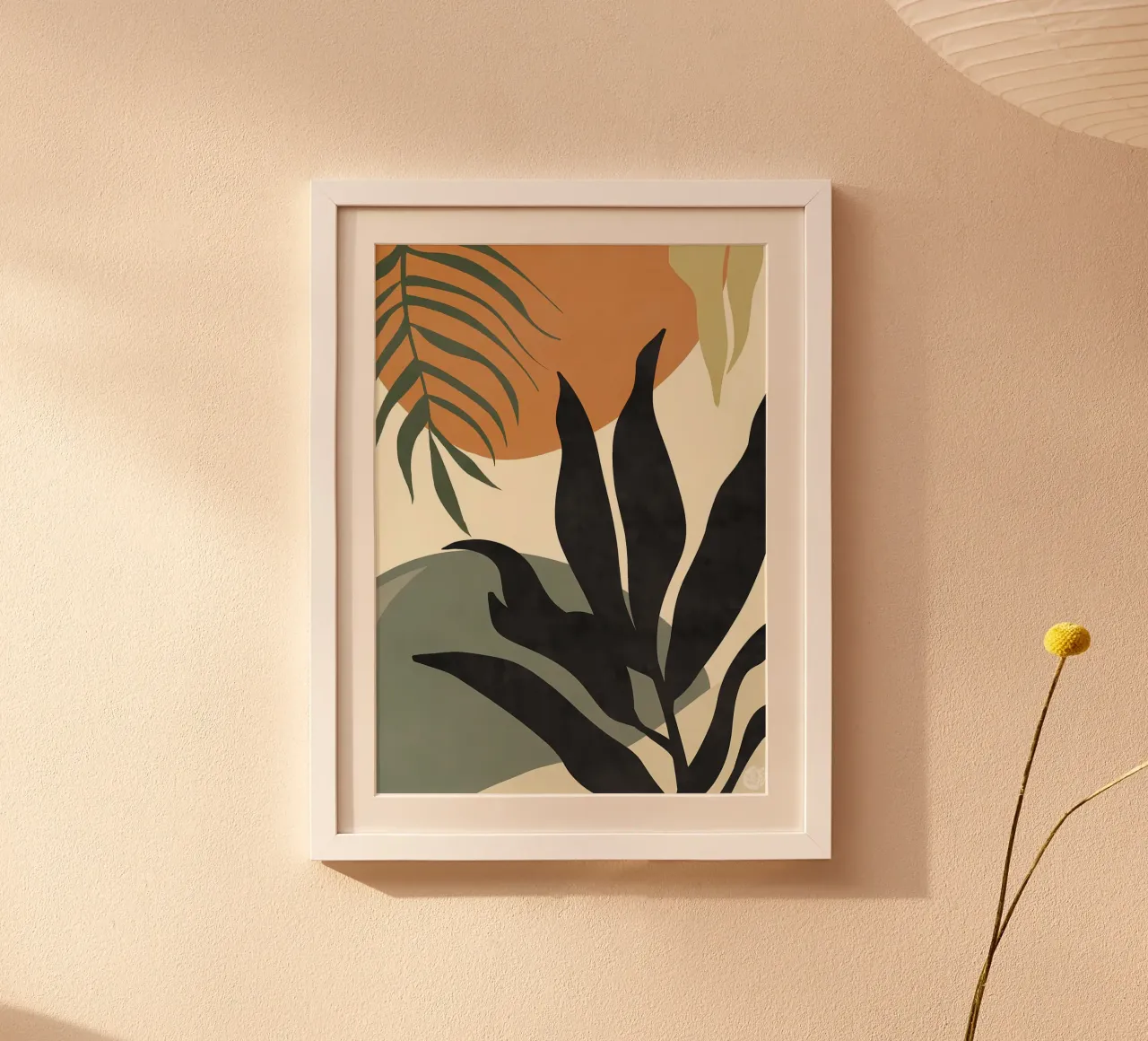 Friedliche Botanik Poster mit Holzrahmen von Rebecca Clark Wyrick