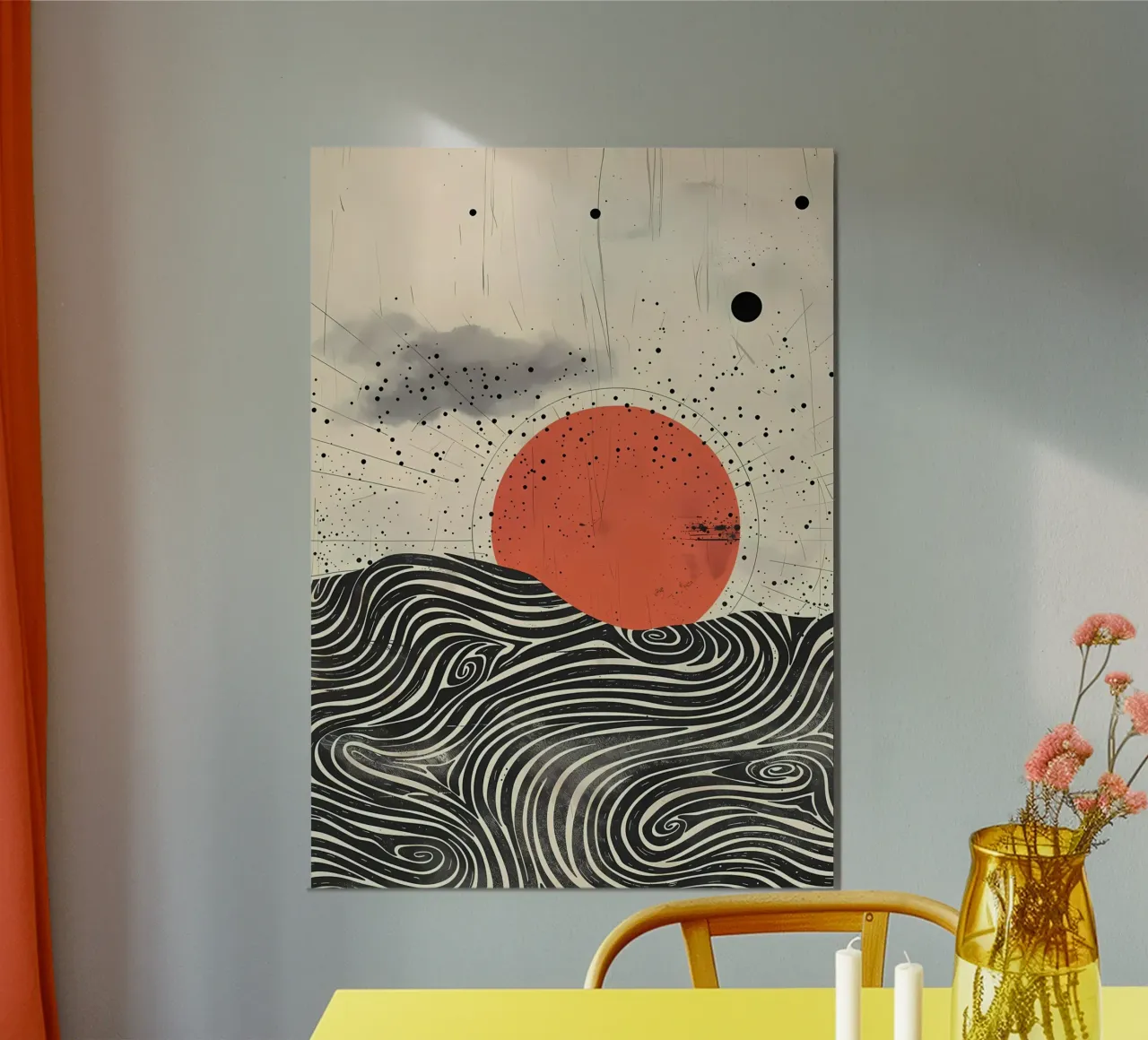 Ondata solare poster con telaio in legno da James M Coyle