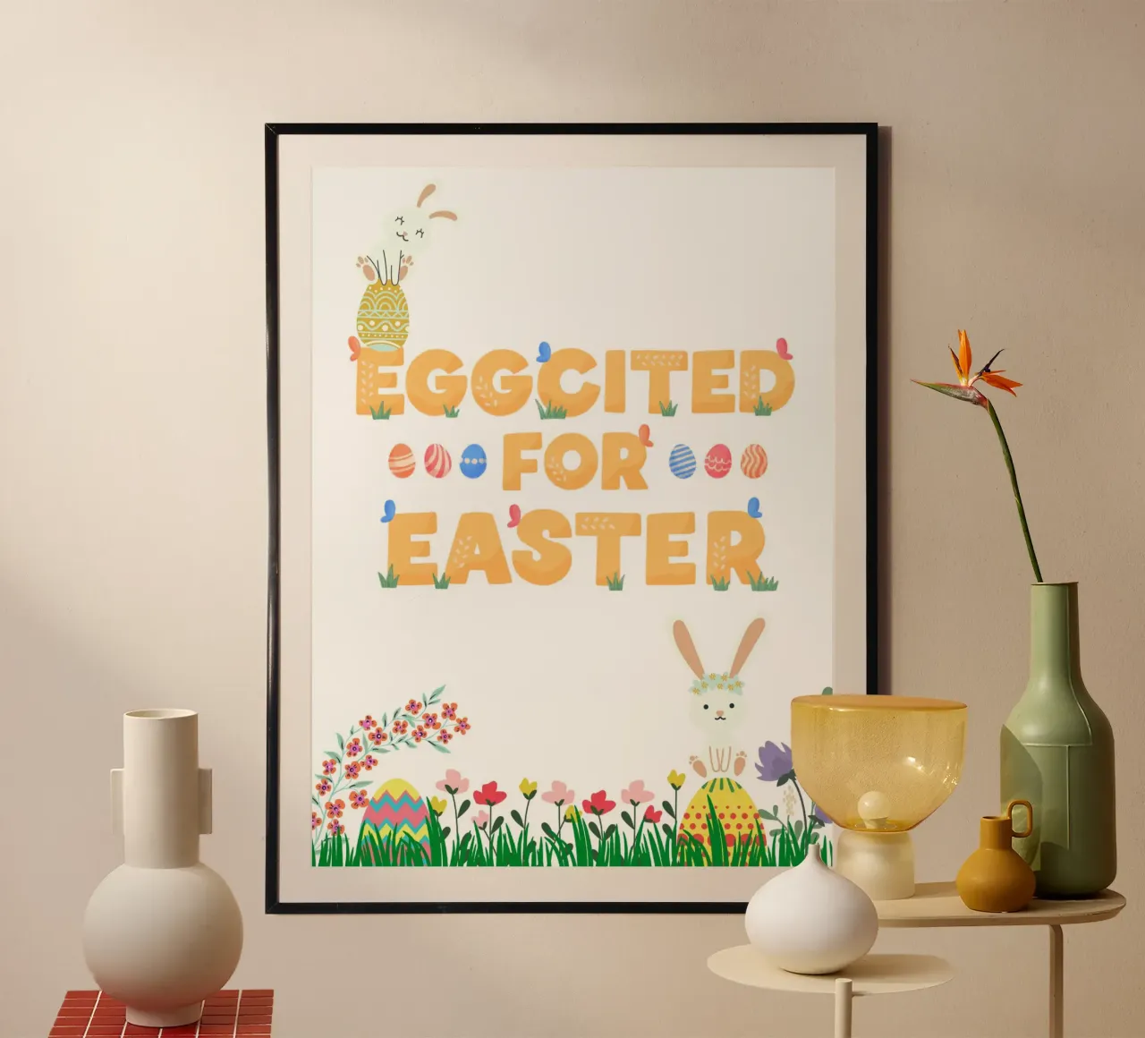 Happy Easter poster con telaio in plastica da Dreamer10