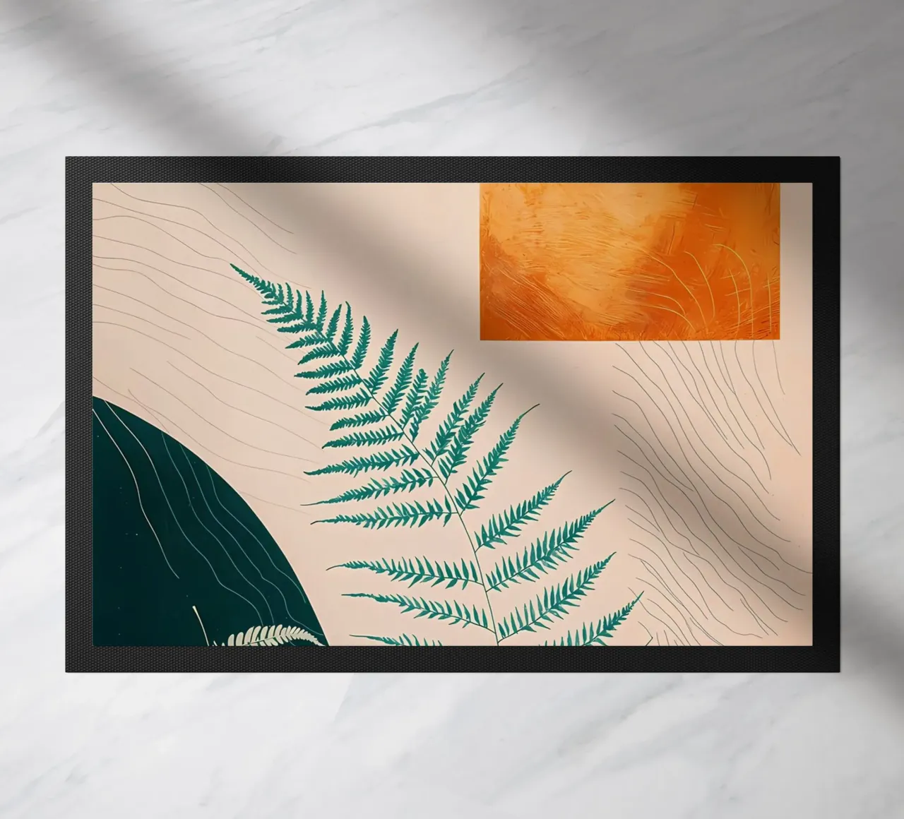 Fern & Abstract Art Print doormat by Rebecca Clark Wyrick