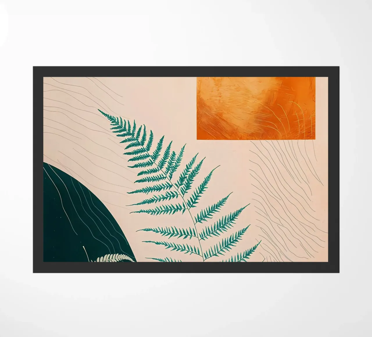 Fern & Abstract Art Print doormat by Rebecca Clark Wyrick
