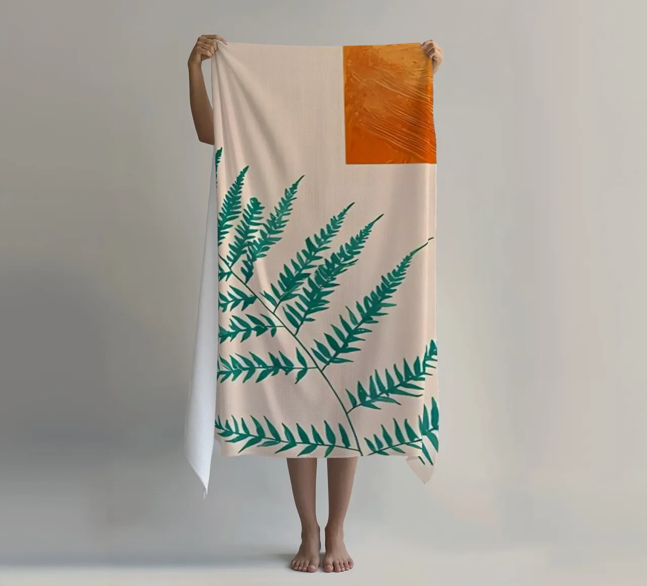 Fern & Abstract Art Print beach towel by Rebecca Clark Wyrick