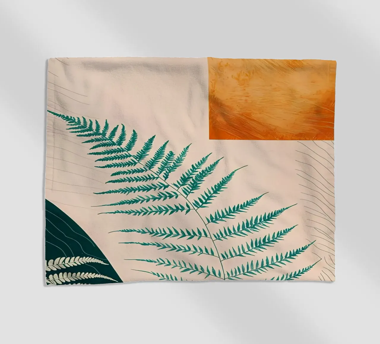 Fern & Abstract Art Print beach towel by Rebecca Clark Wyrick
