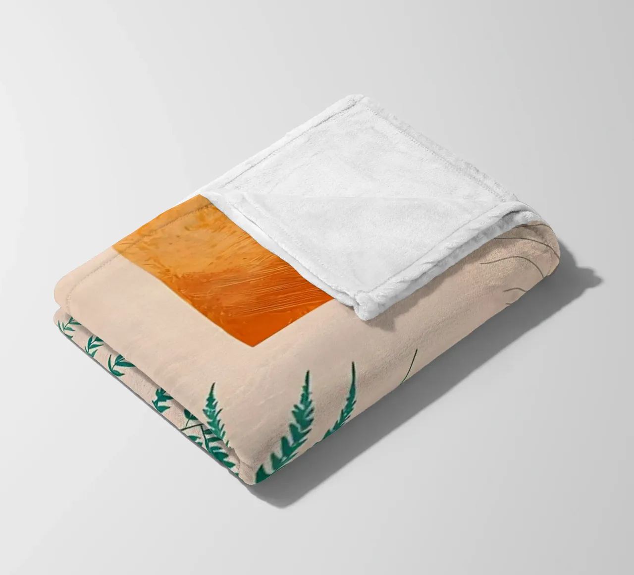 Fern & Abstract Art Print fleece blanket by Rebecca Clark Wyrick