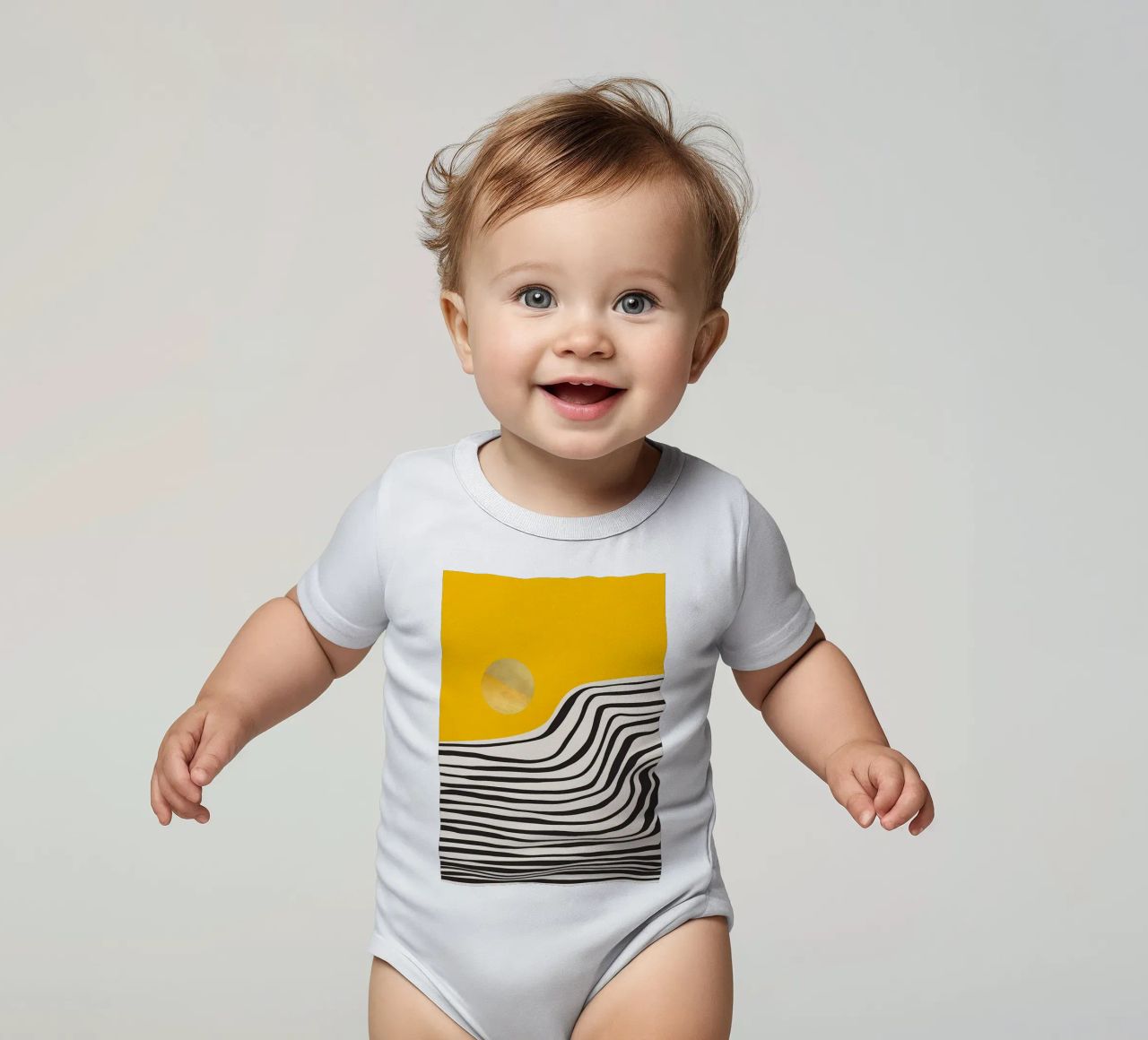 Minimal Abstract View 3 short-sleeve baby romper by James M Coyle