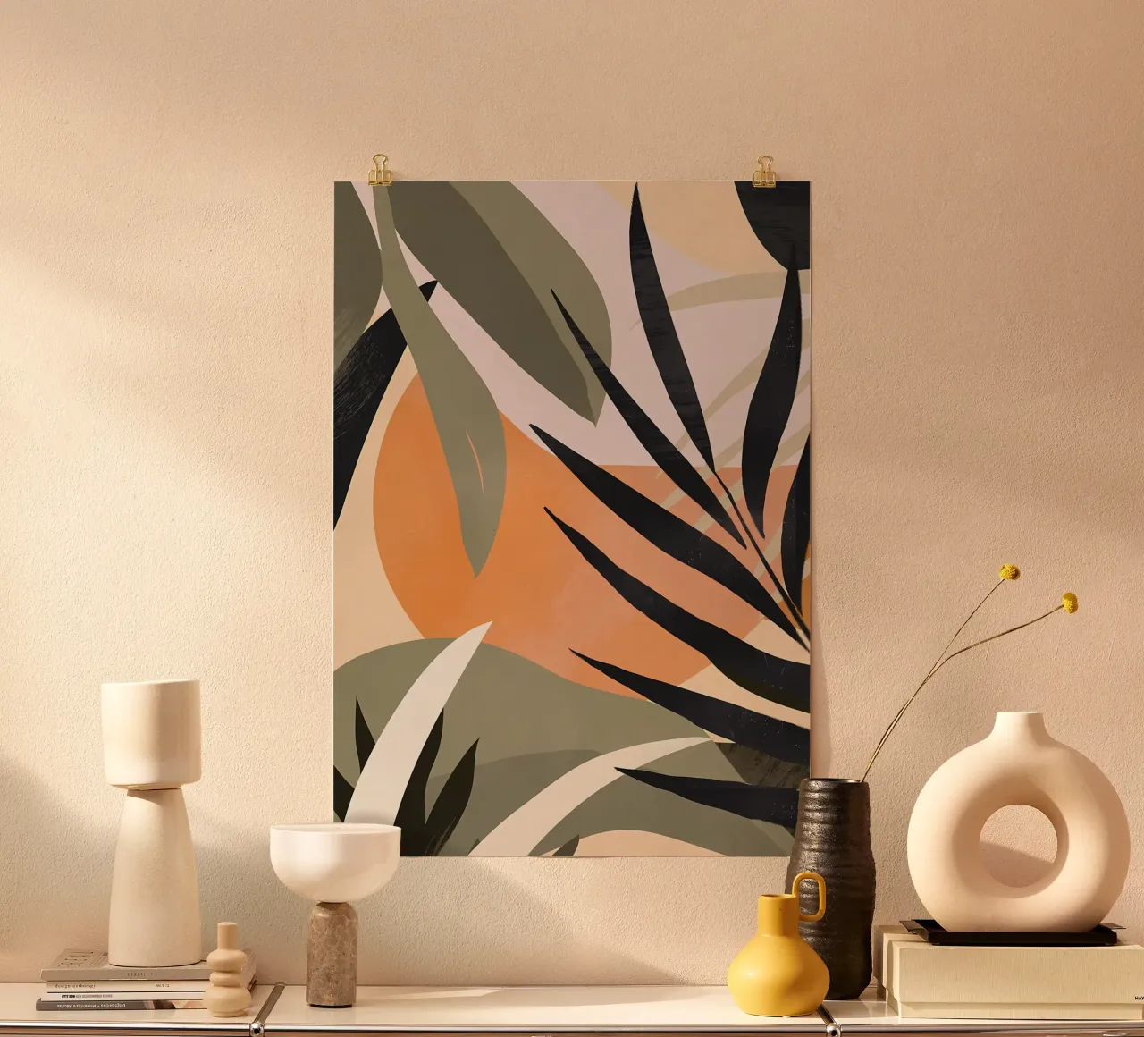 Arte astratta Foglie tropicali 2 poster con telaio in plastica da Rebecca Clark Wyrick
