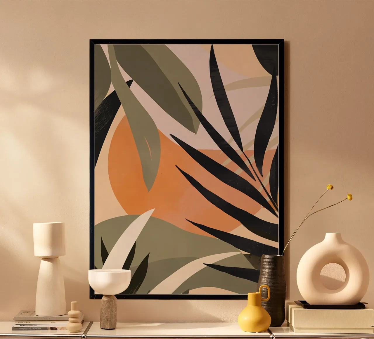 Arte astratta Foglie tropicali 2 poster con telaio in plastica da Rebecca Clark Wyrick