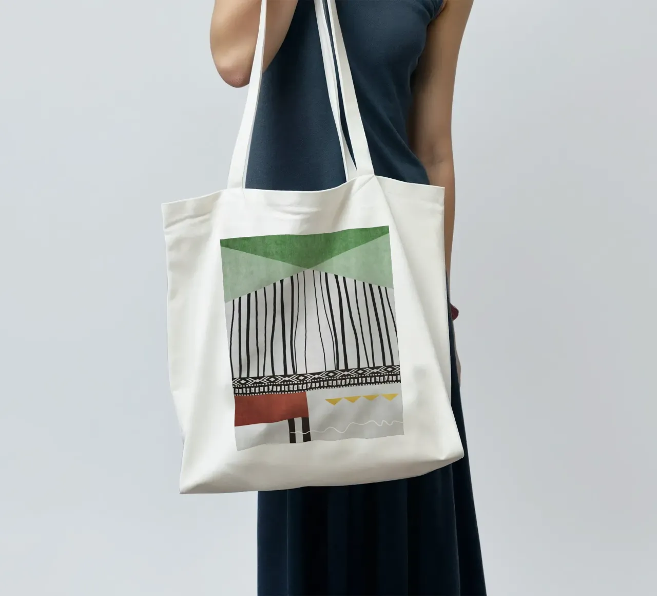 Geometric patterns  green borsa in juta da ramosashop