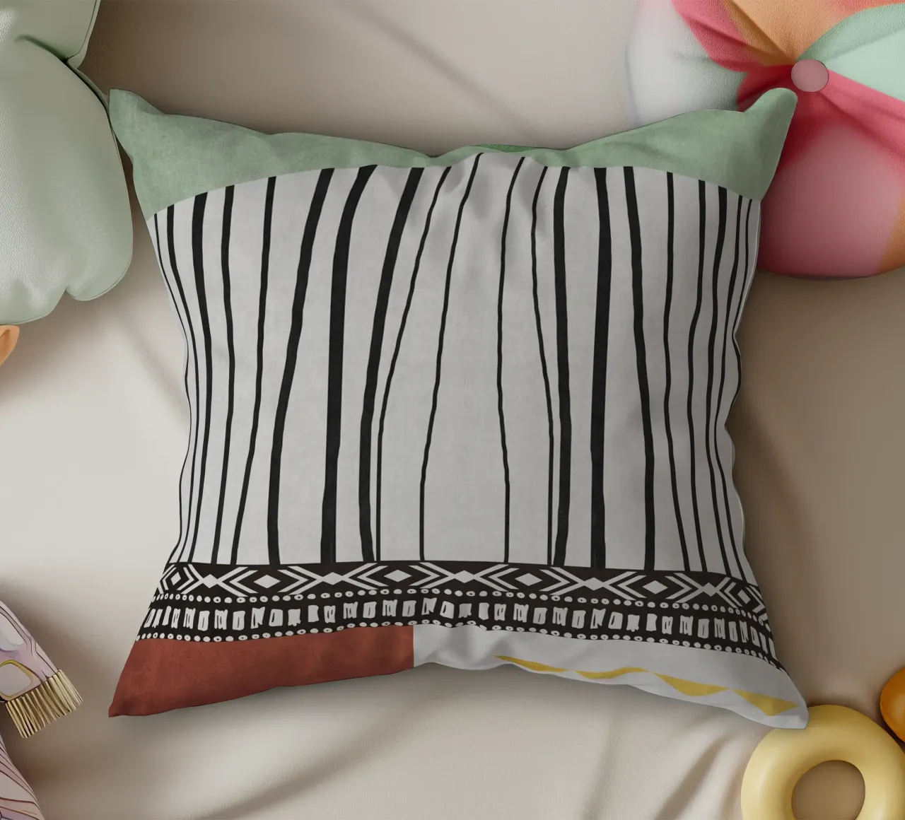 Geometric patterns green cuscino da ramosashop