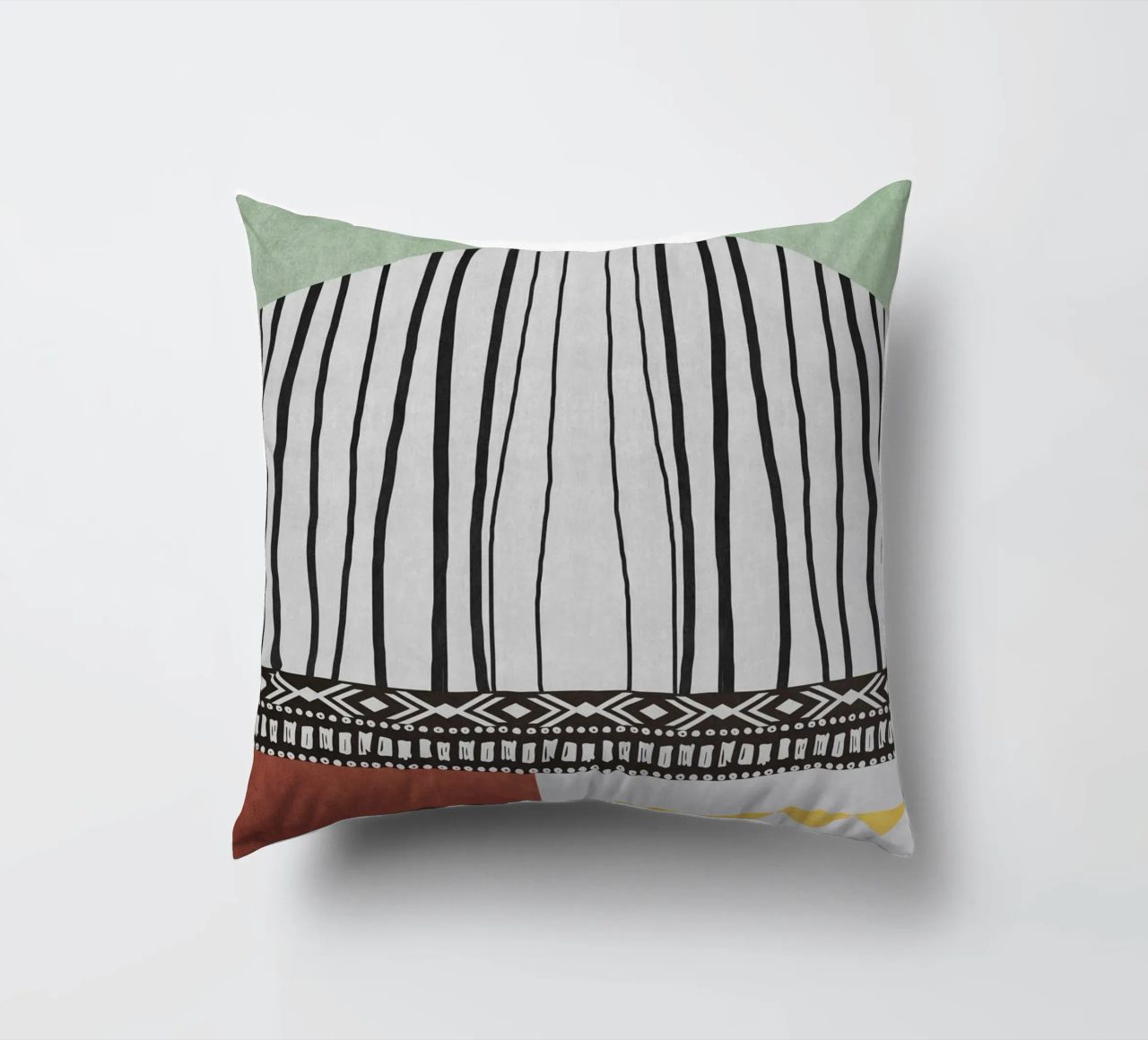Geometric patterns  green cuscino da ramosashop