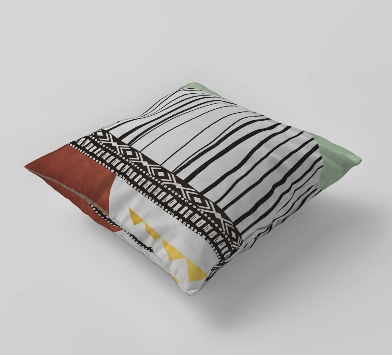Geometric patterns  green cuscino da ramosashop