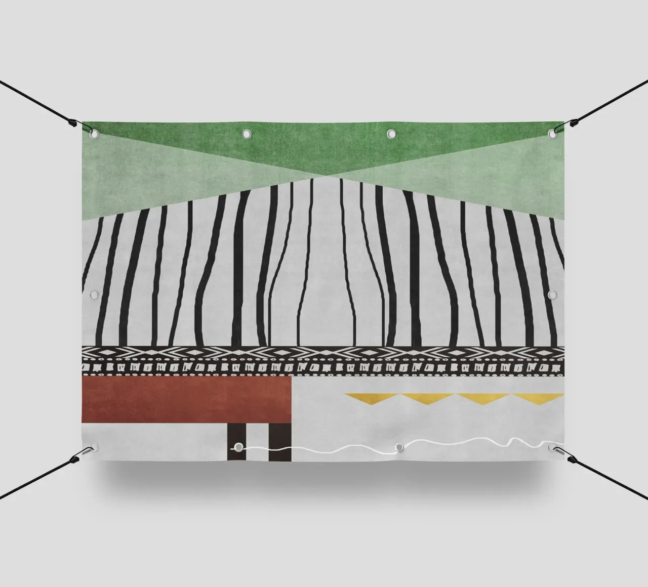 Geometric patterns green telo in pvc da ramosashop