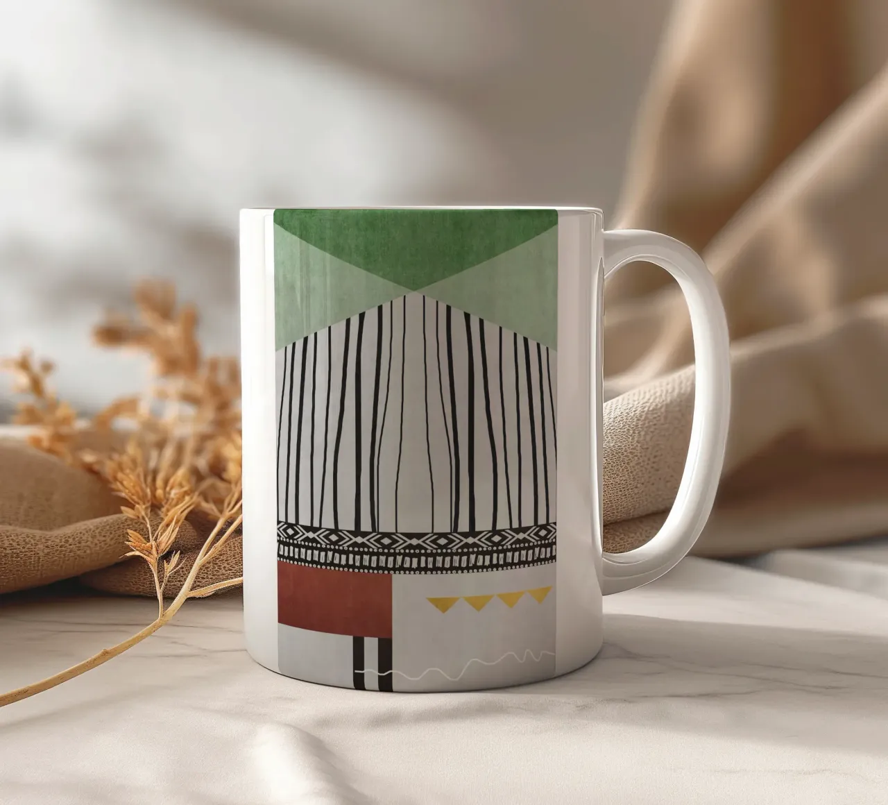 Geometric patterns  green mug en céramique de ramosashop