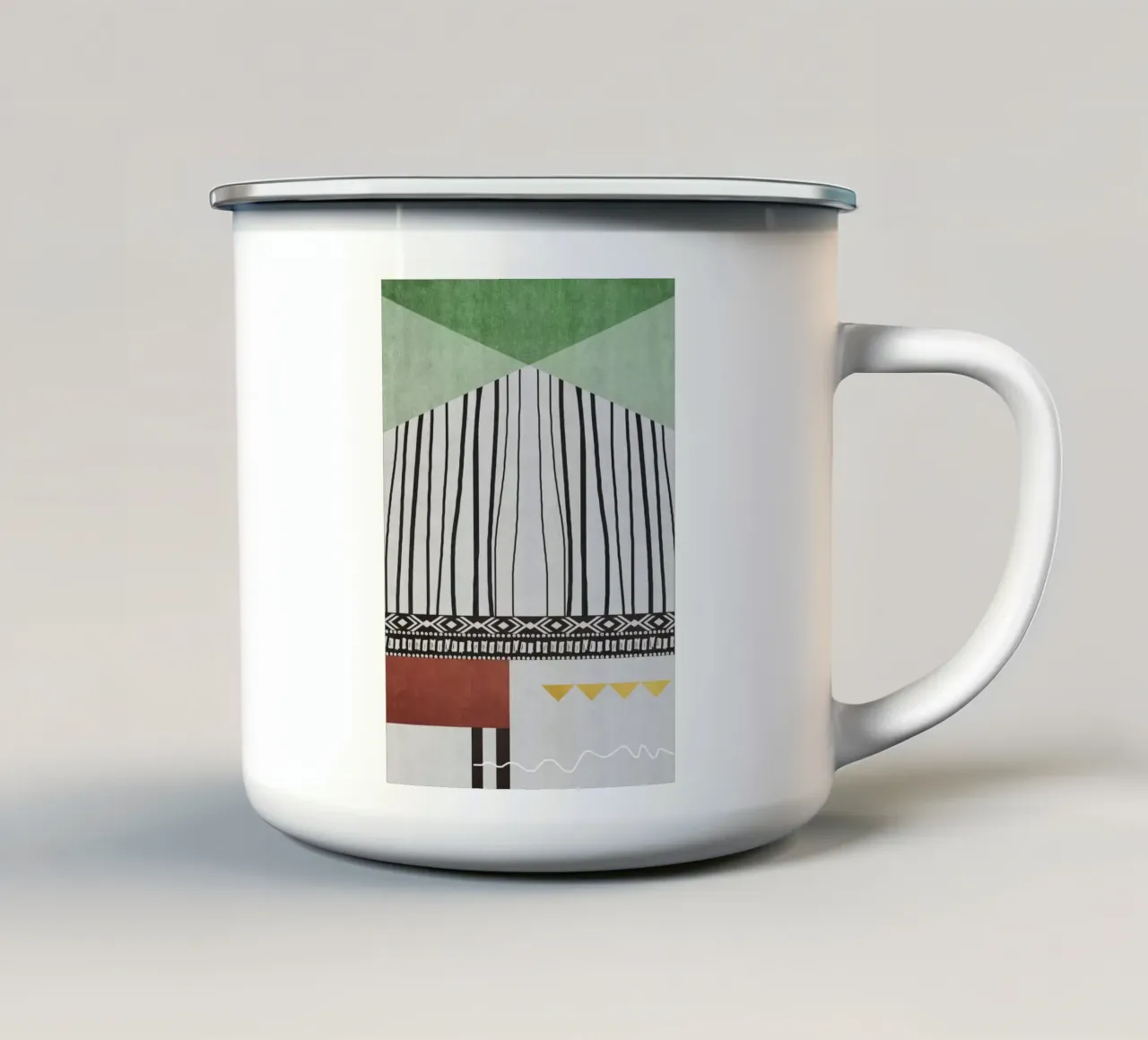 Geometric patterns  green Emaille Tasse von ramosashop