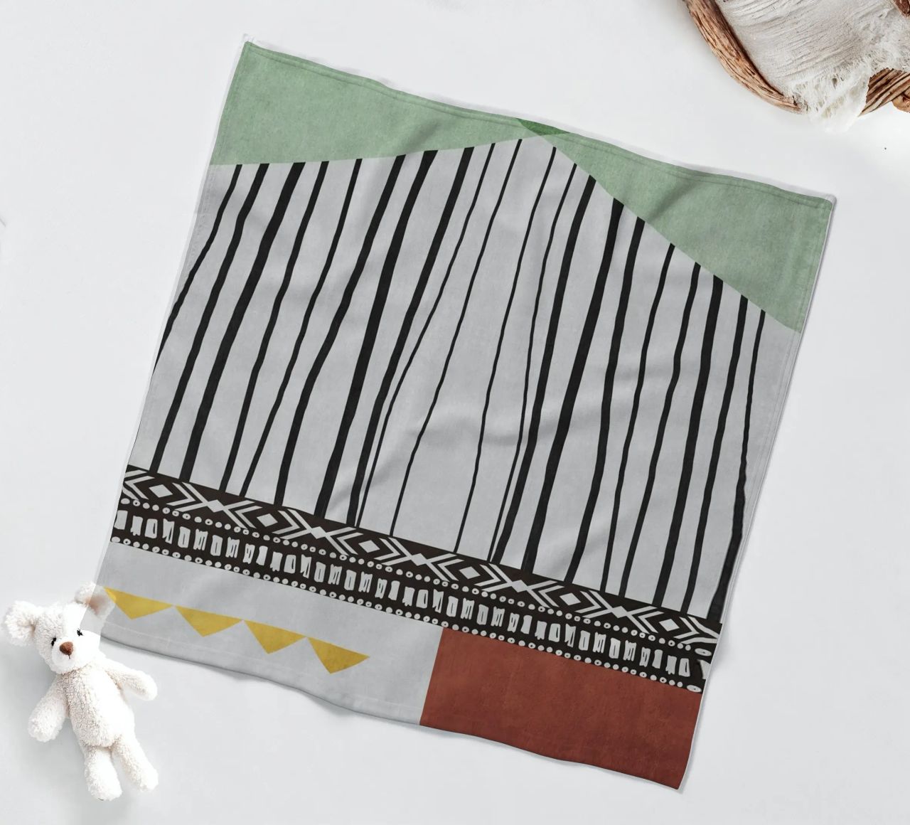 Geometric patterns  green coperta in pile da ramosashop
