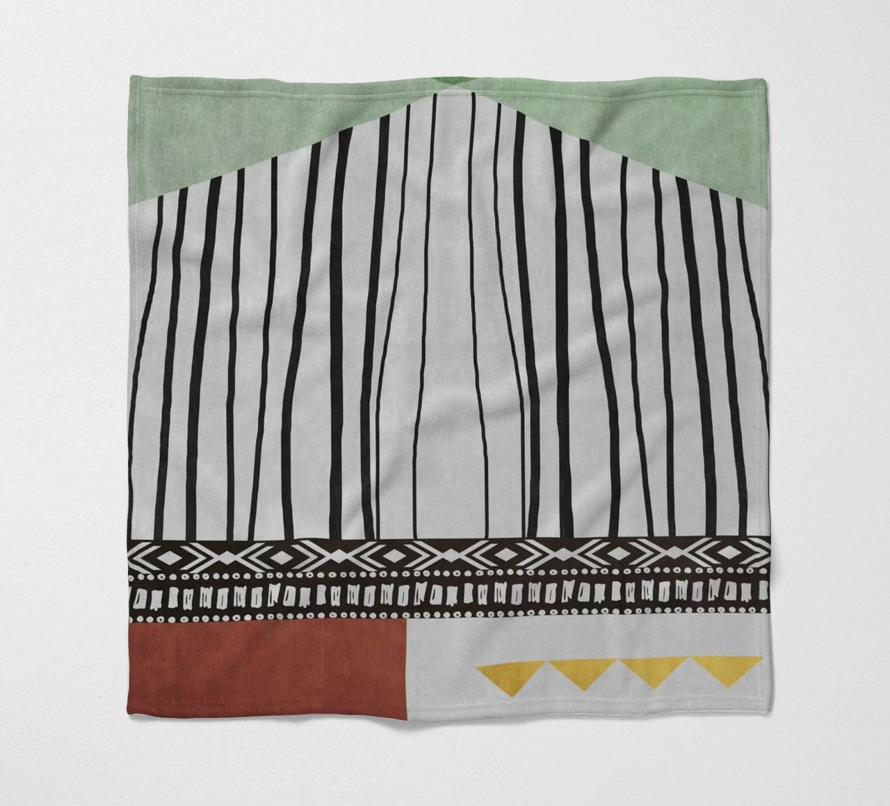 Geometric patterns  green coperta in pile da ramosashop