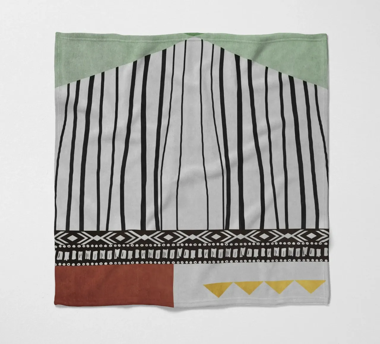 Geometric patterns  green coperta in pile da ramosashop