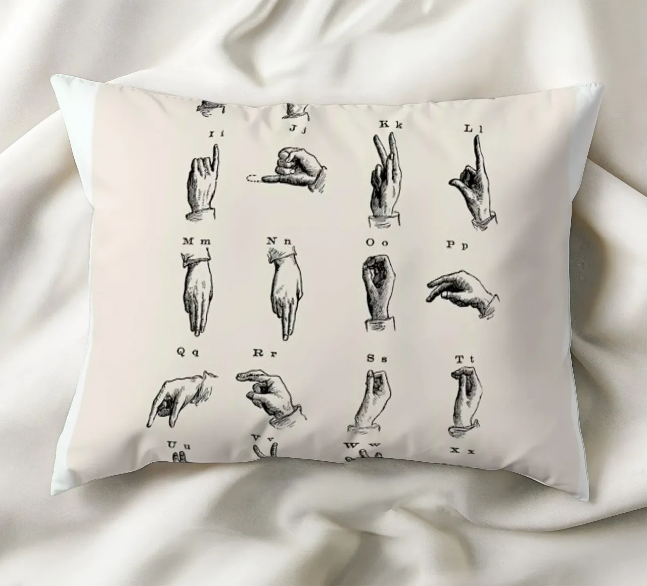 Vintage Sign Language Chart cuscino da Flora & Fauna