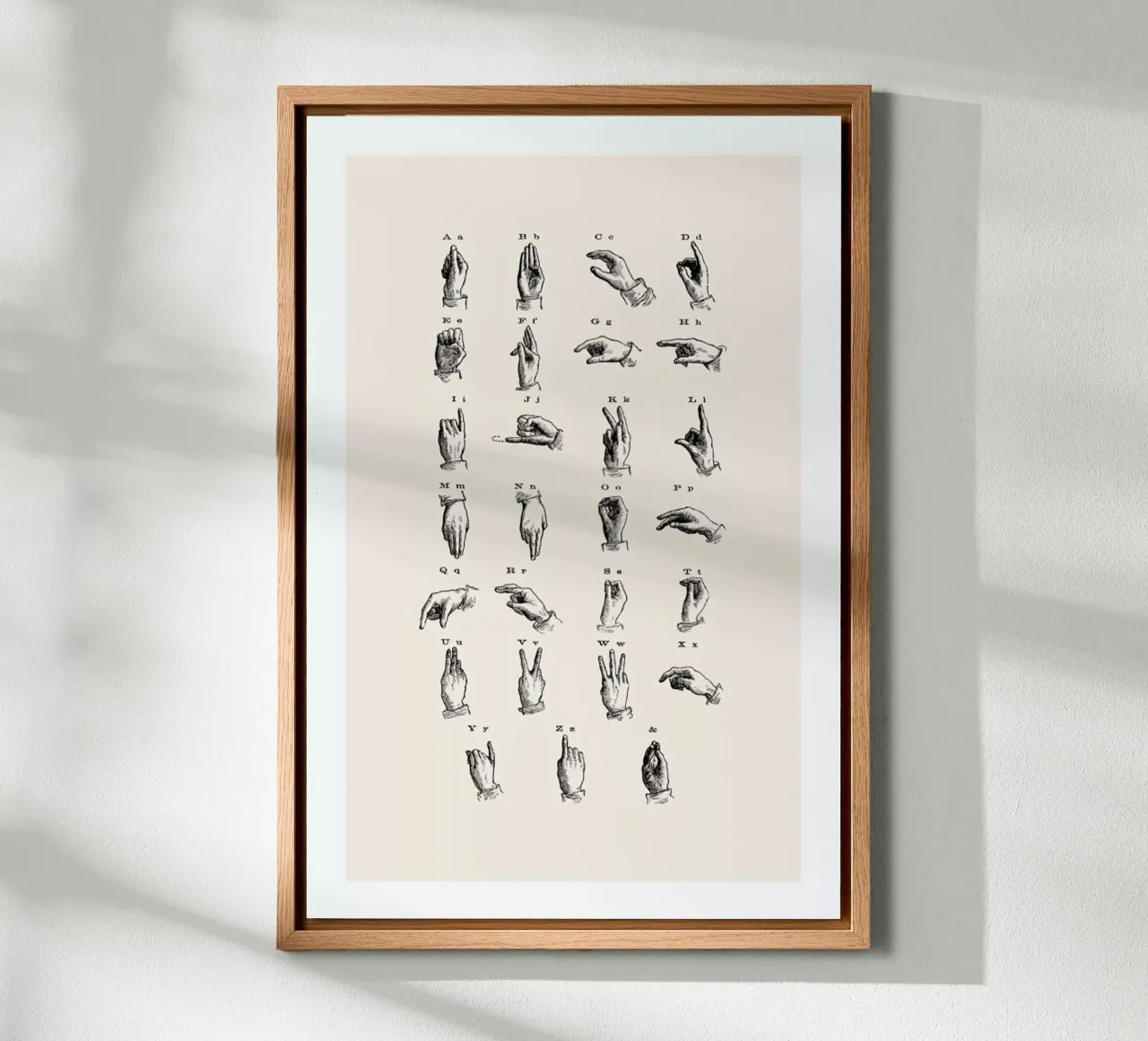 Vintage Sign Language Chart tela con Cornice a cassetta da Flora & Fauna