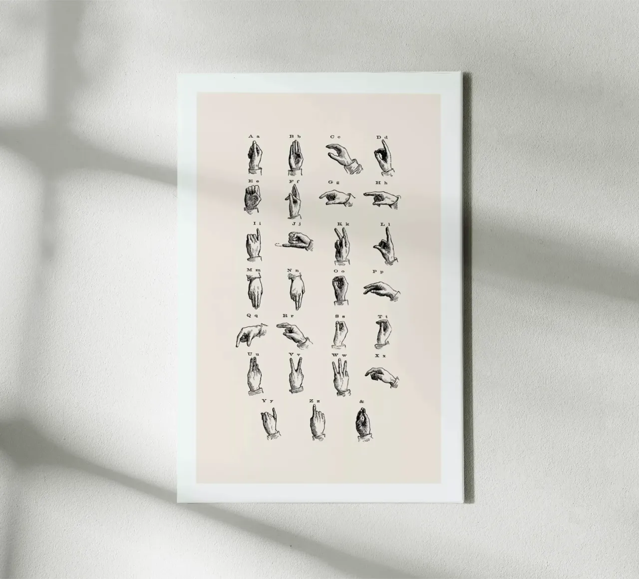 Vintage Sign Language Chart tela con Cornice a cassetta da Flora & Fauna