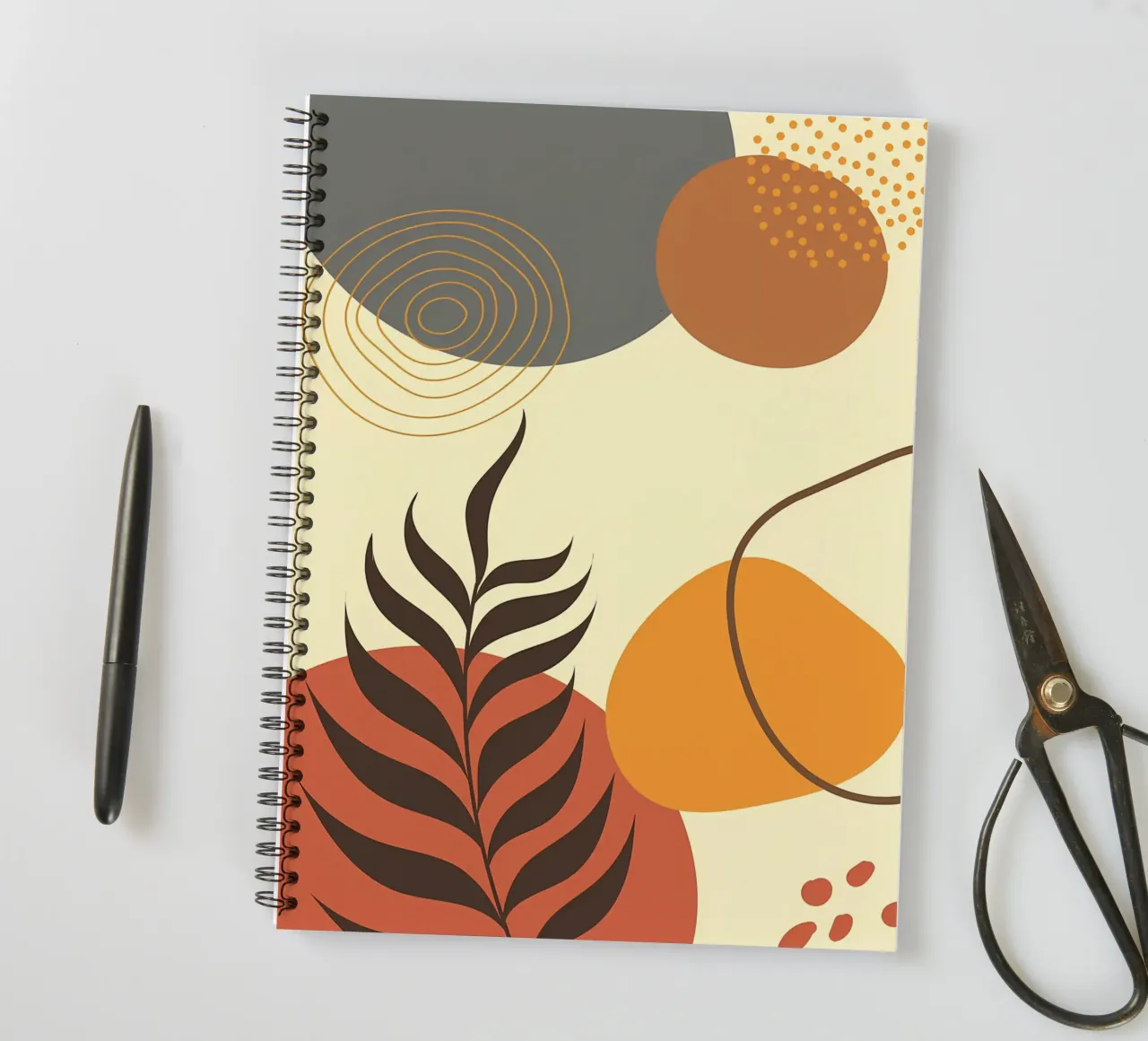 Botanical minimal shapes spiral notebook by Rebecca Clark Wyrick