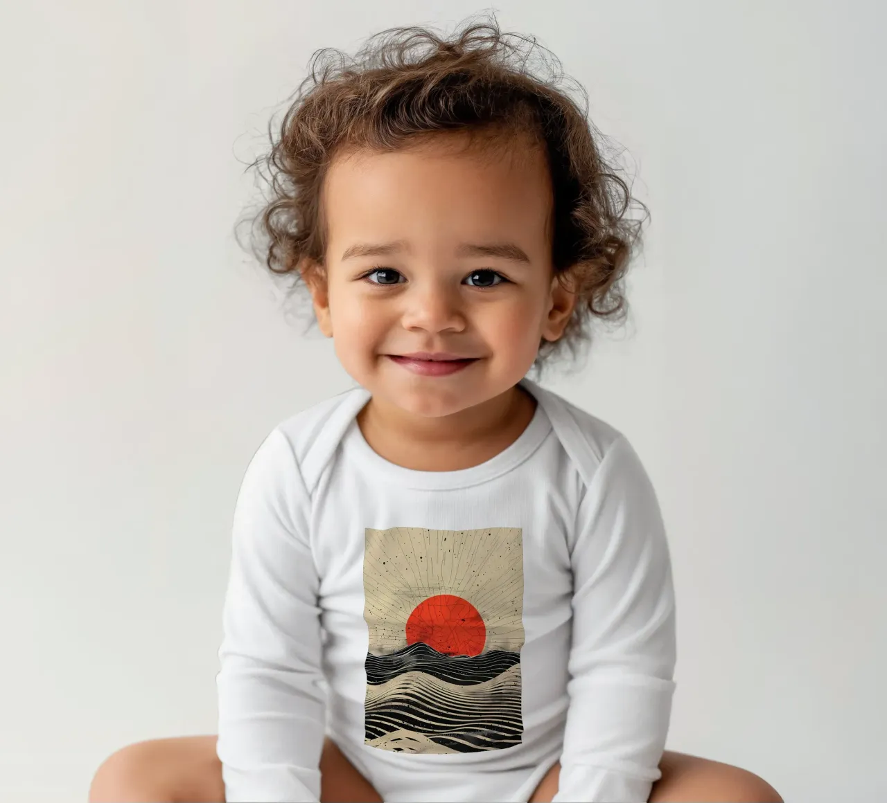 Scarlet Eclipse long-sleeve baby romper by James M Coyle