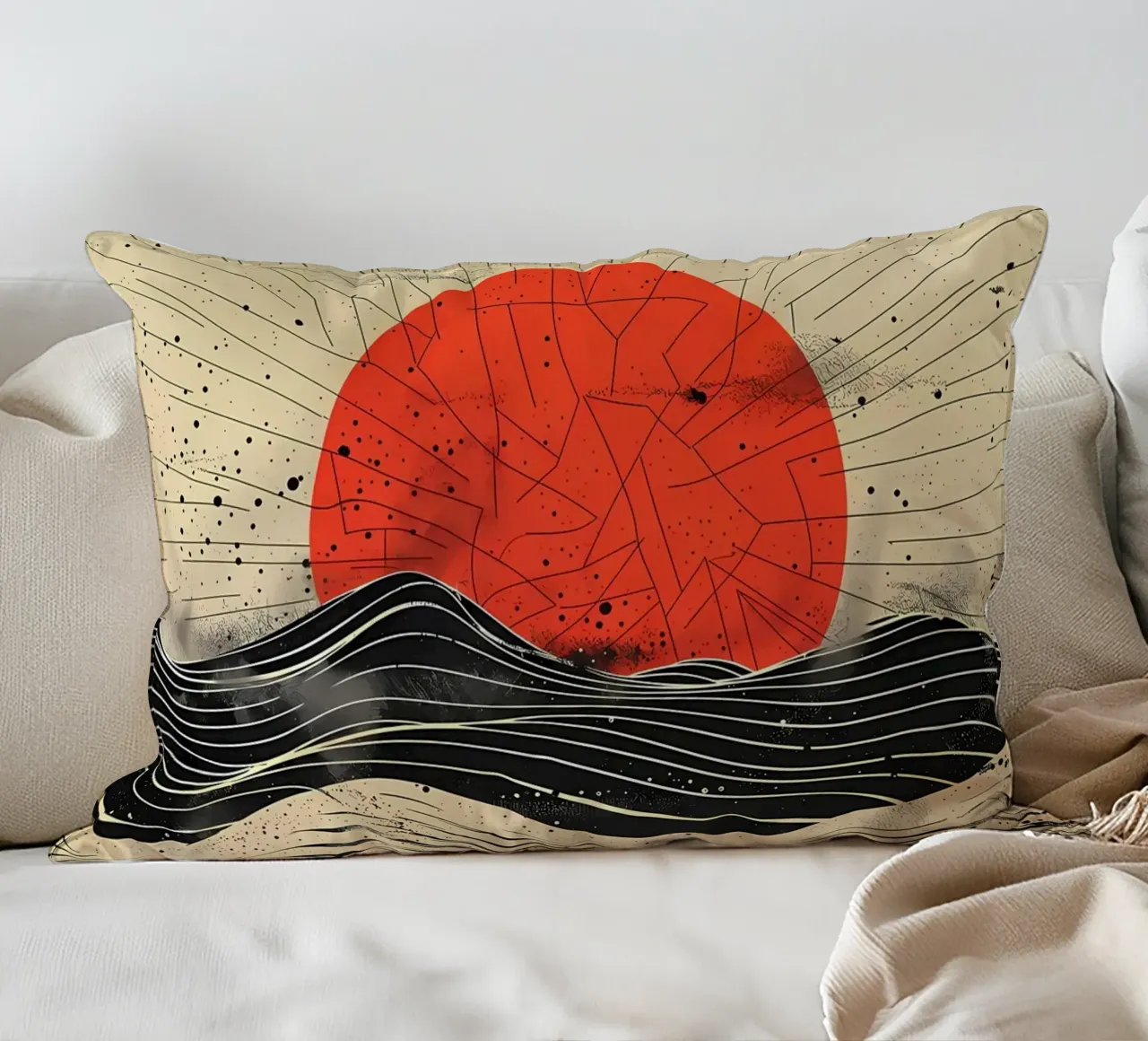 Scarlet Eclipse decorative cushion by James M Coyle