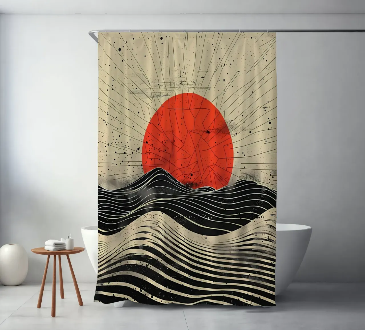 Scharlachrote Sonnenfinsternis Duschvorhang von James M Coyle