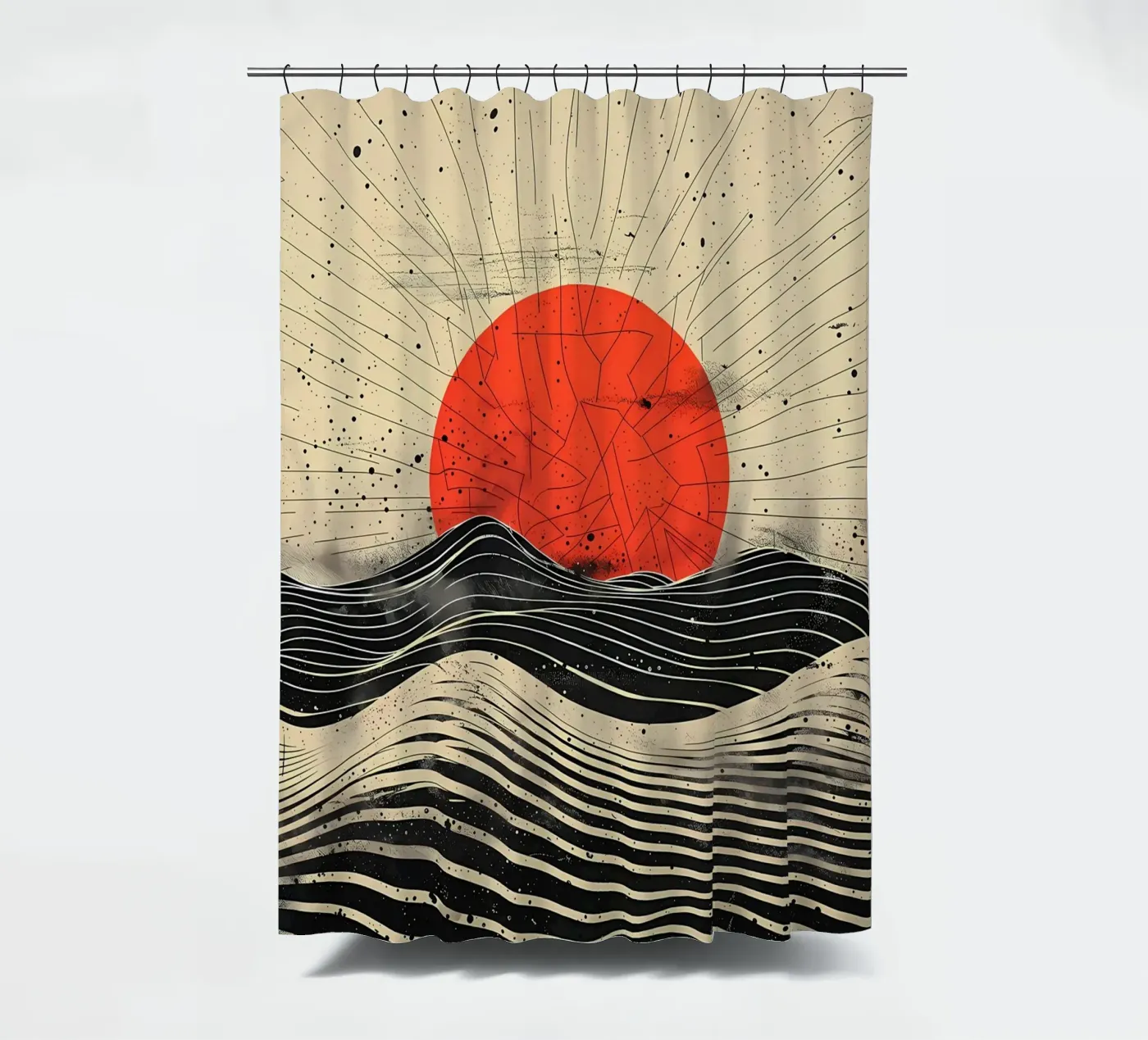 Scharlachrote Sonnenfinsternis Duschvorhang von James M Coyle