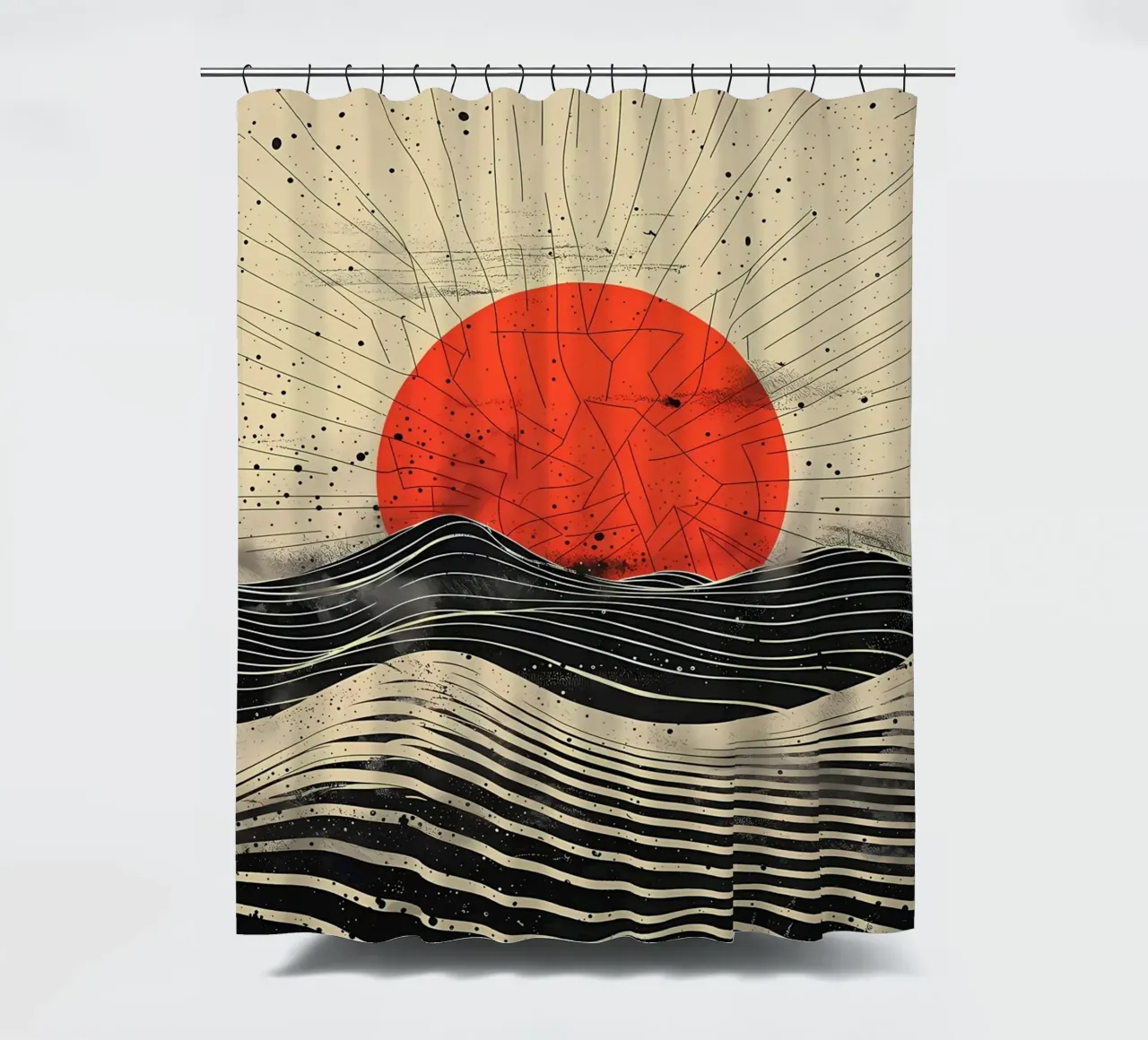 Scharlachrote Sonnenfinsternis Duschvorhang von James M Coyle